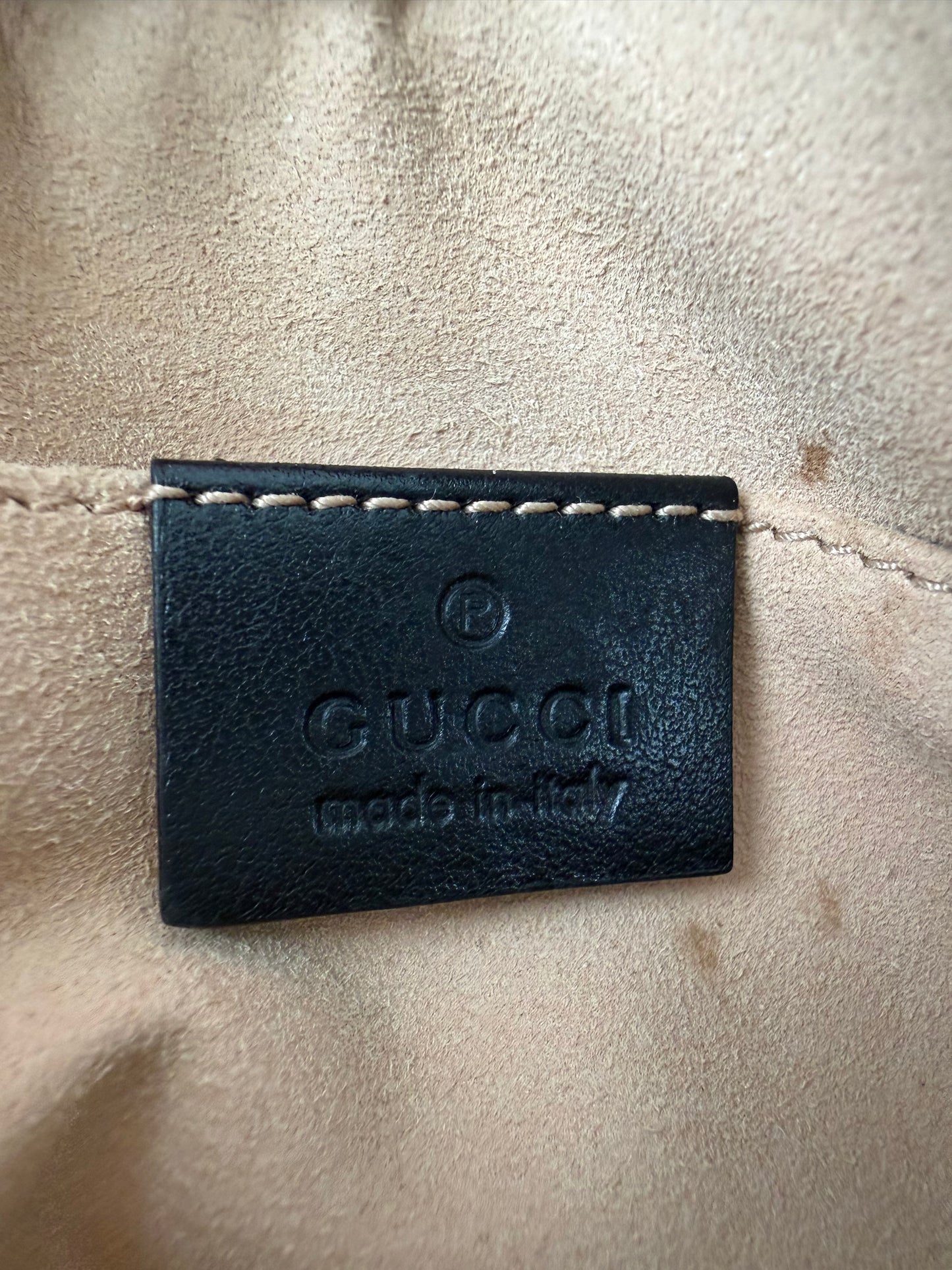 Gucci GG Marmont Mini Camera Bag in Black Chevron-Quilted Calfskin Leather S-17