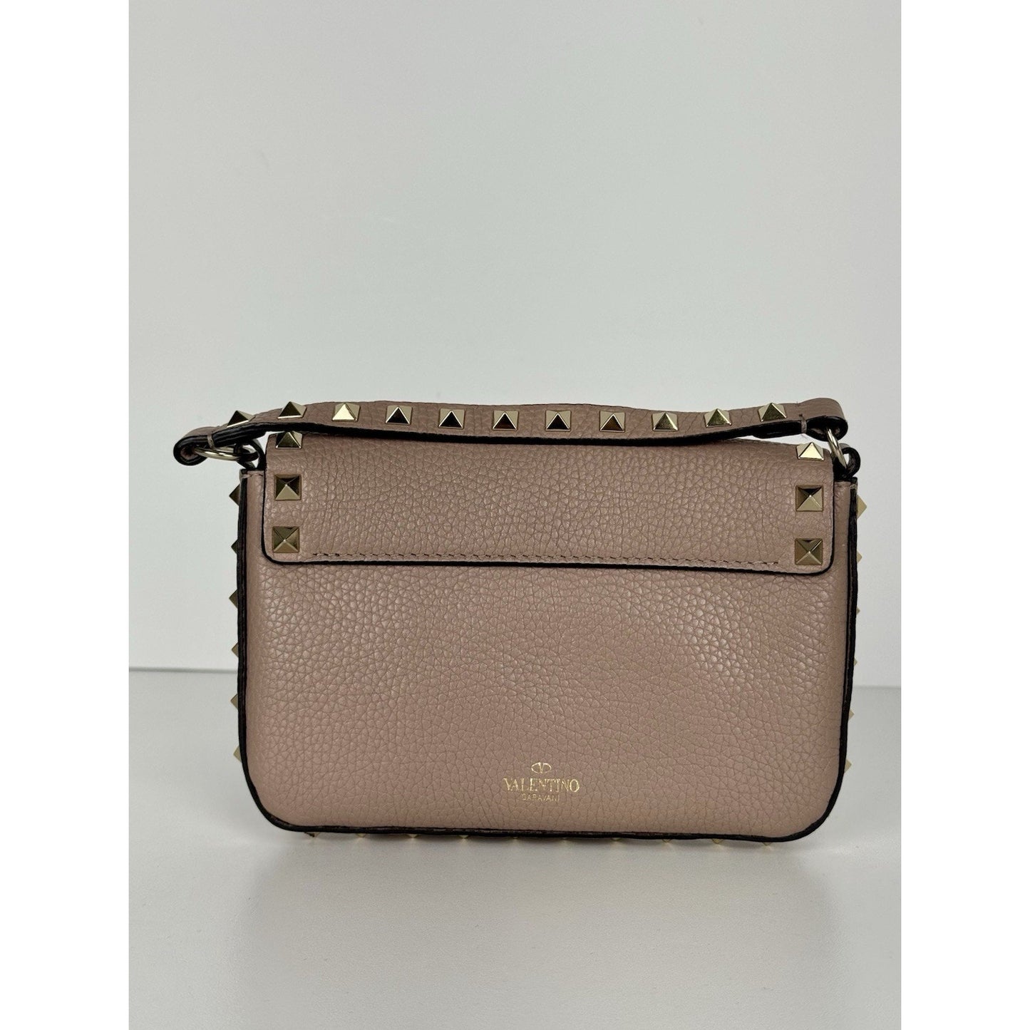 Valentino Rockstud Top Handle Mini Bag in Pastel Pink Grained Leather B-1