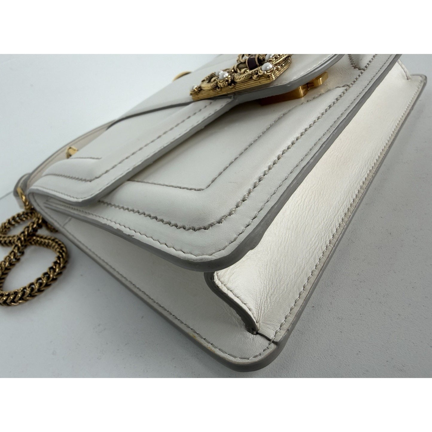 Dolce & Gabbana DG Amore Shoulder Bag Small in White Smooth Calfskin S07