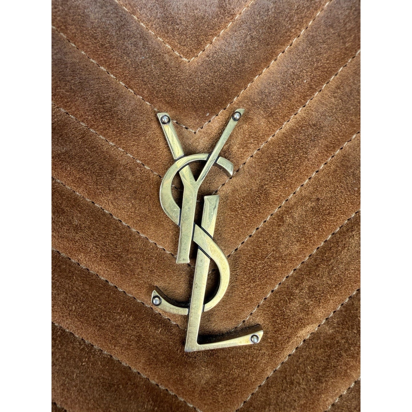 Saint Laurent Lou Camera Bag Medium Matelasse in Brown Suede and Leather S