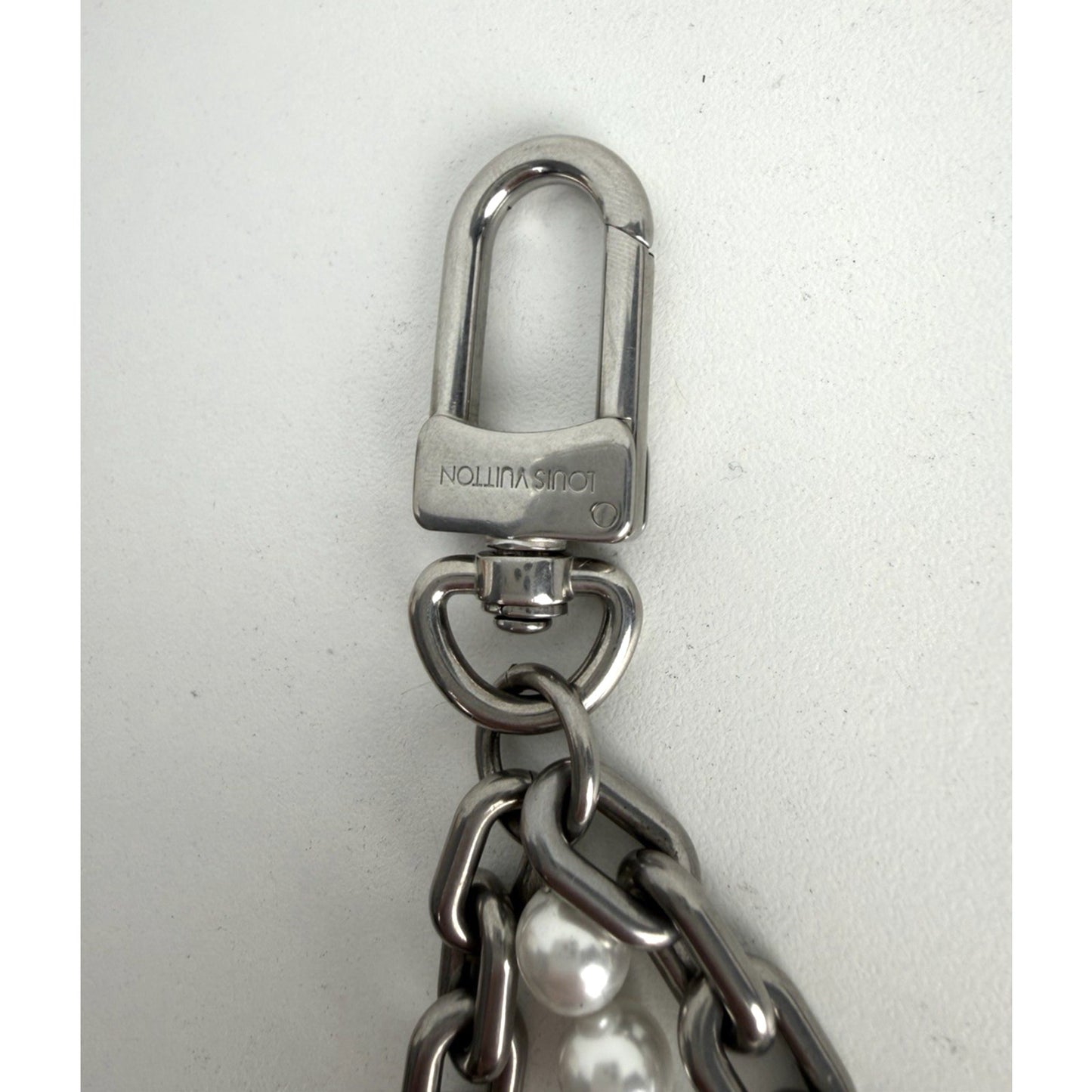 Louis Vuitton Pearls Chain Belt and Bag Charm in Silver Color K1