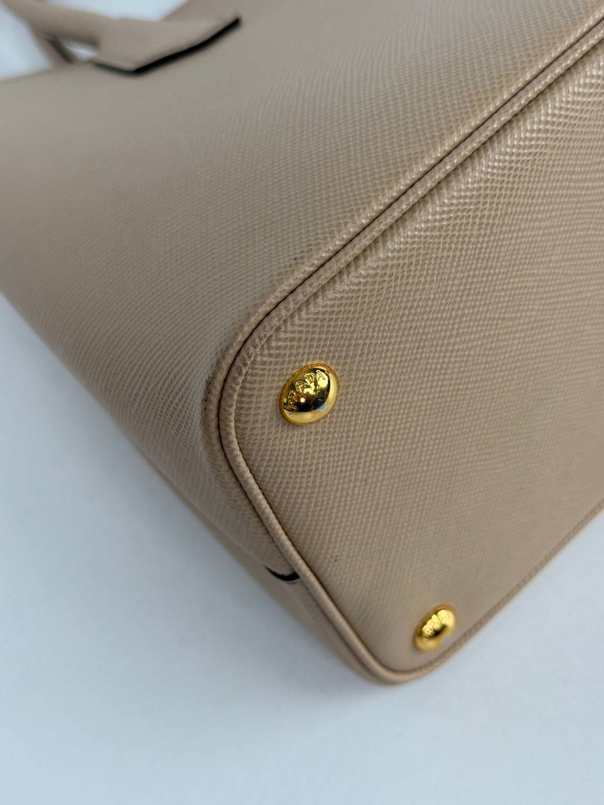 Prada Double Tote Medium Bag in Beige Saffiano Leather