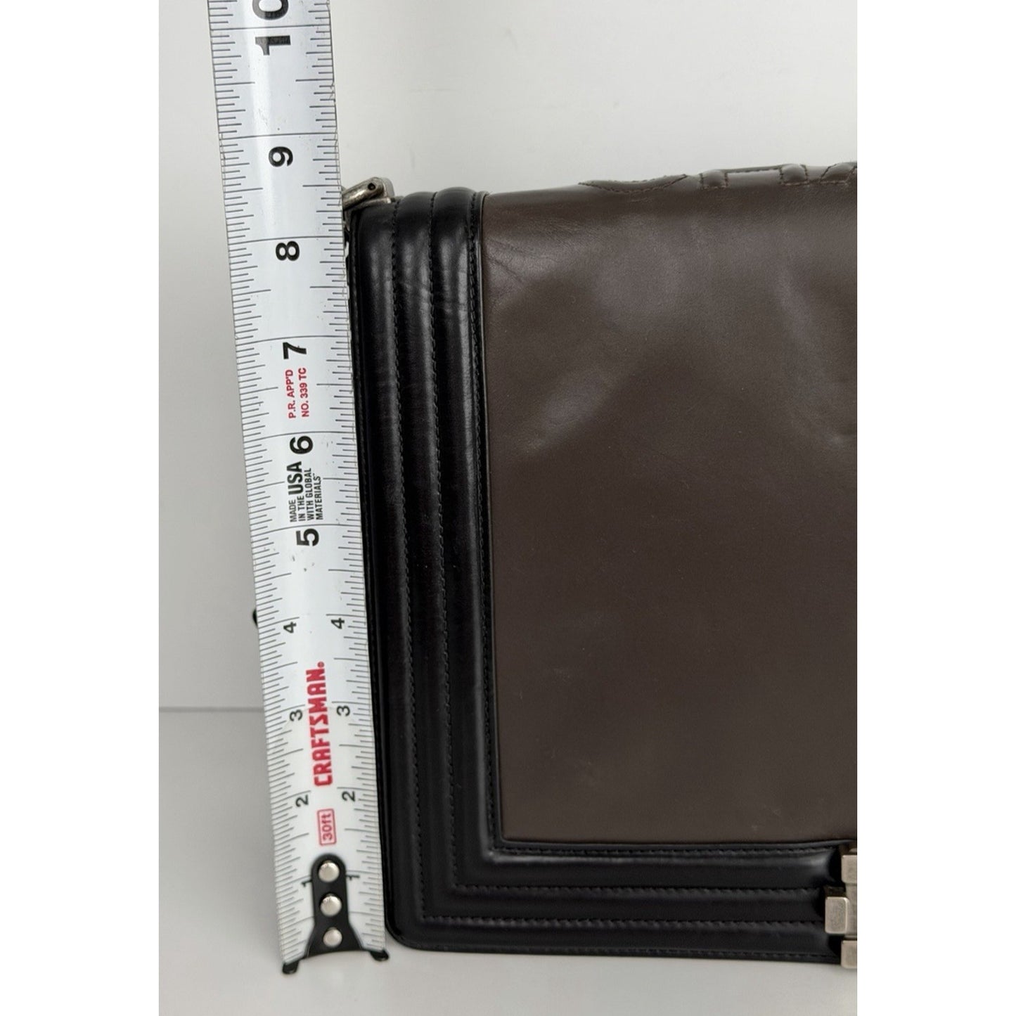 Chanel Boy Flap Bag Glazed Calfskin Large in Brown and Black 2011 B1
