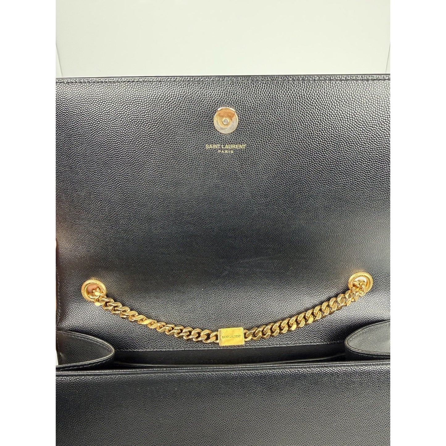Saint Laurent Grain De Poudre Medium Classic Monogram Kate Satchel Black NFC S