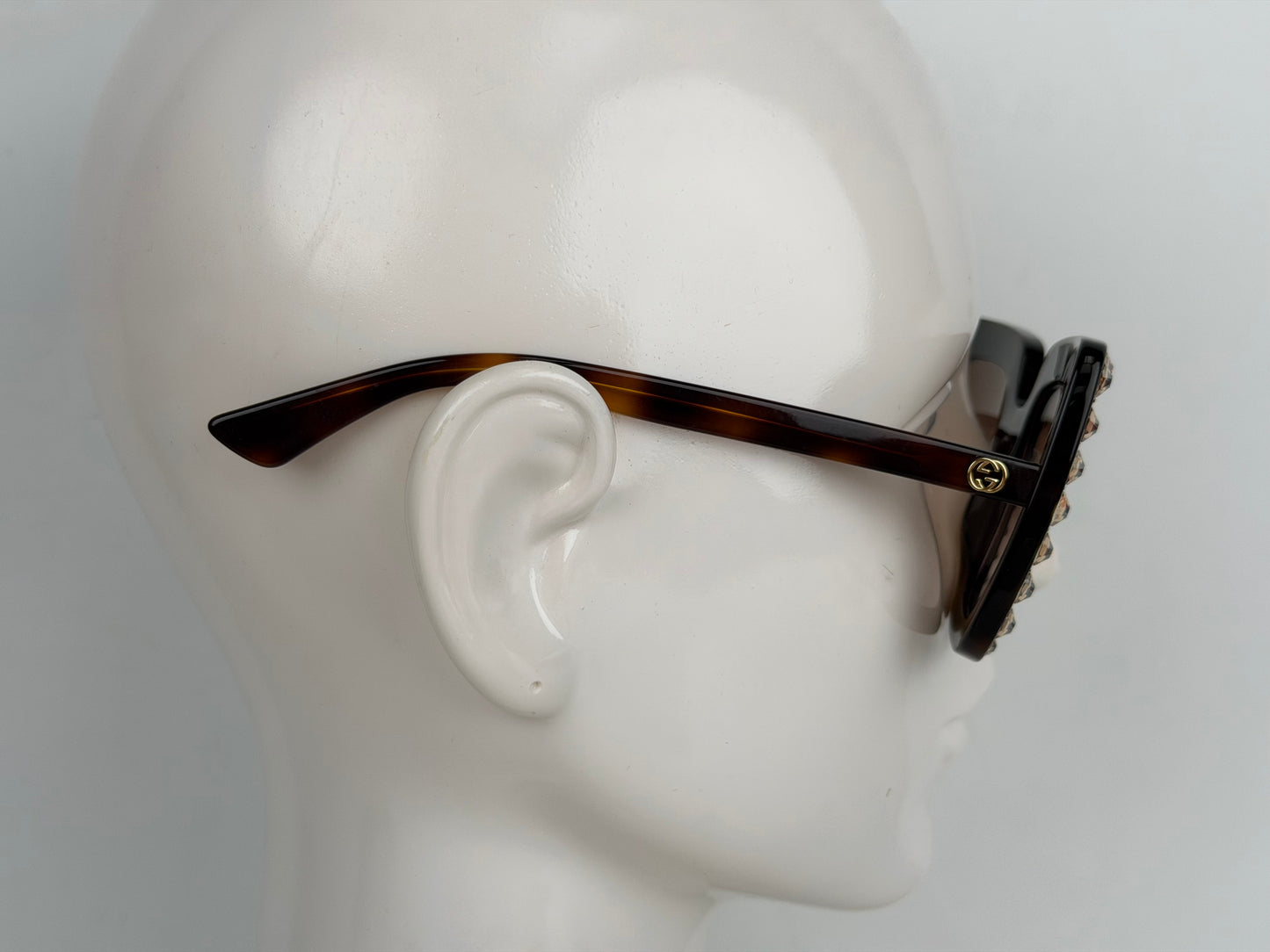 Gucci GG0148S Oversized Square Sunglasses in Tortoise Frame with Crystal Accents YK-3