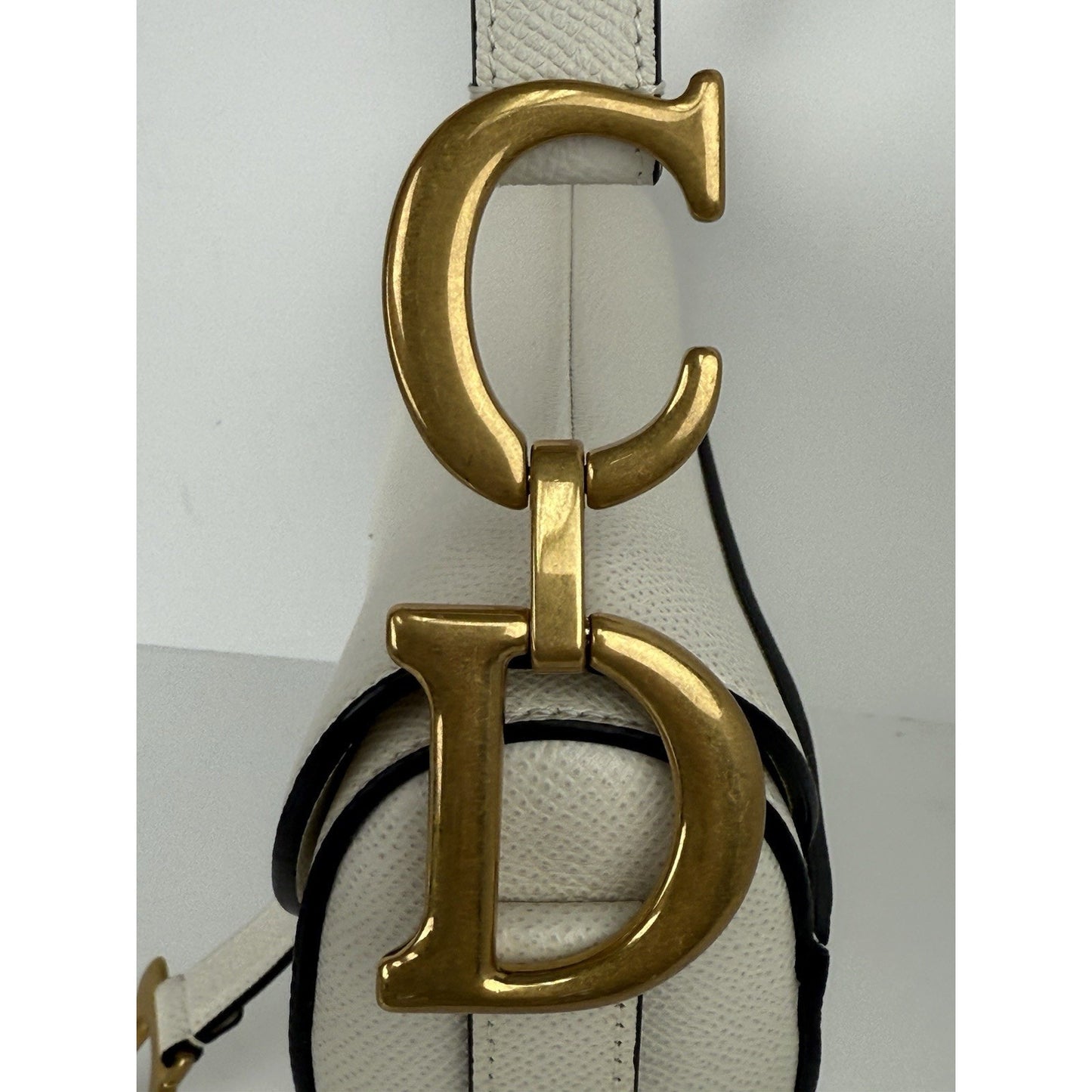 Christian Dior Medium Saddle White Leather Shoulder Bag