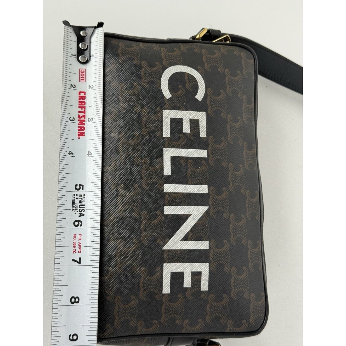 Celine Shoulder Bag Messenger Logo Print Triomphe Leathe