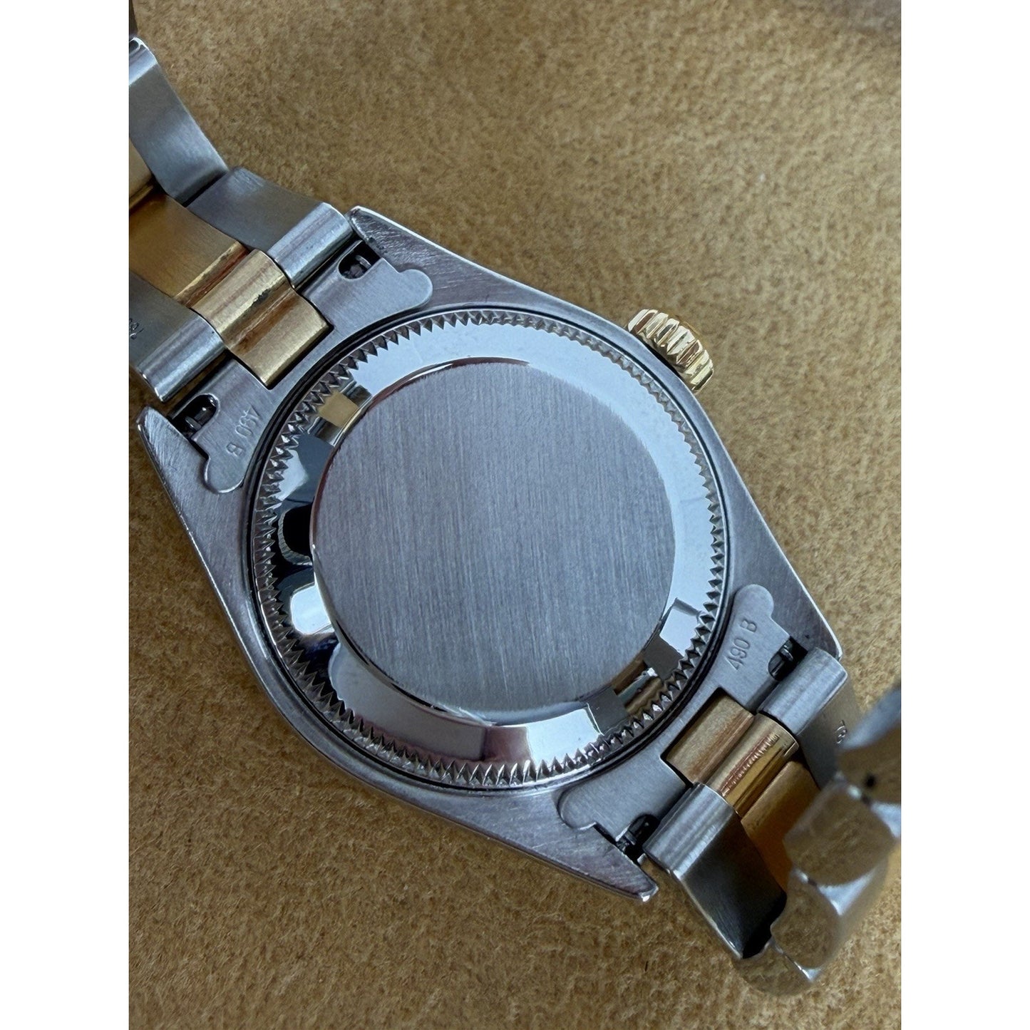 Rolex 69173 Ladies Datejust 18k Gold 26mm Diamond Dial with Custom Diamond Bezel