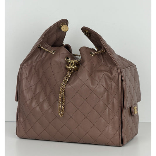 Chanel Medium 25 Hobo Bag is Mauve Quilted Caviar Leather 2022 E8