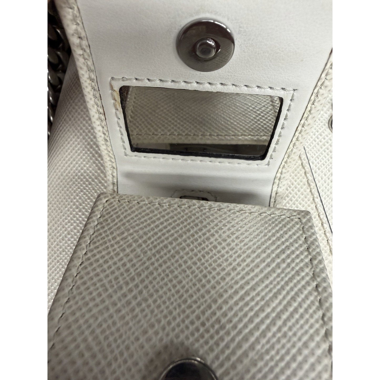 Prada Monochrome Patch Envelope Shoulder Bag Small in White Saffiano Leather S18