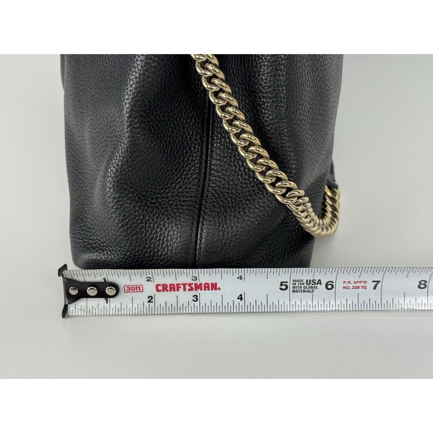 Gucci Soho Black Pebbled Leather Chain Tote Bag C-7