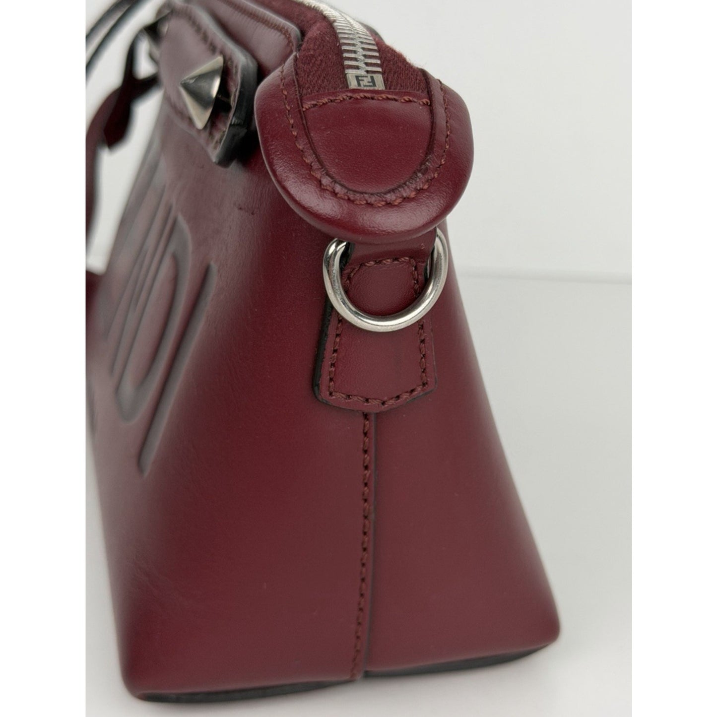 Fendi By The Way Shoulder Bag Small Rich Burgundy Leather & Bold Logo S15
