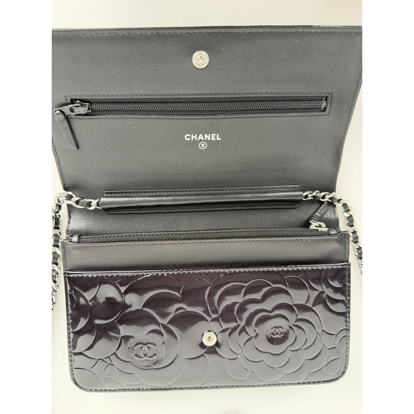 Chanel Camellia Wallet On Chain Bag in Black Patent Leather 2010-2011 B-2