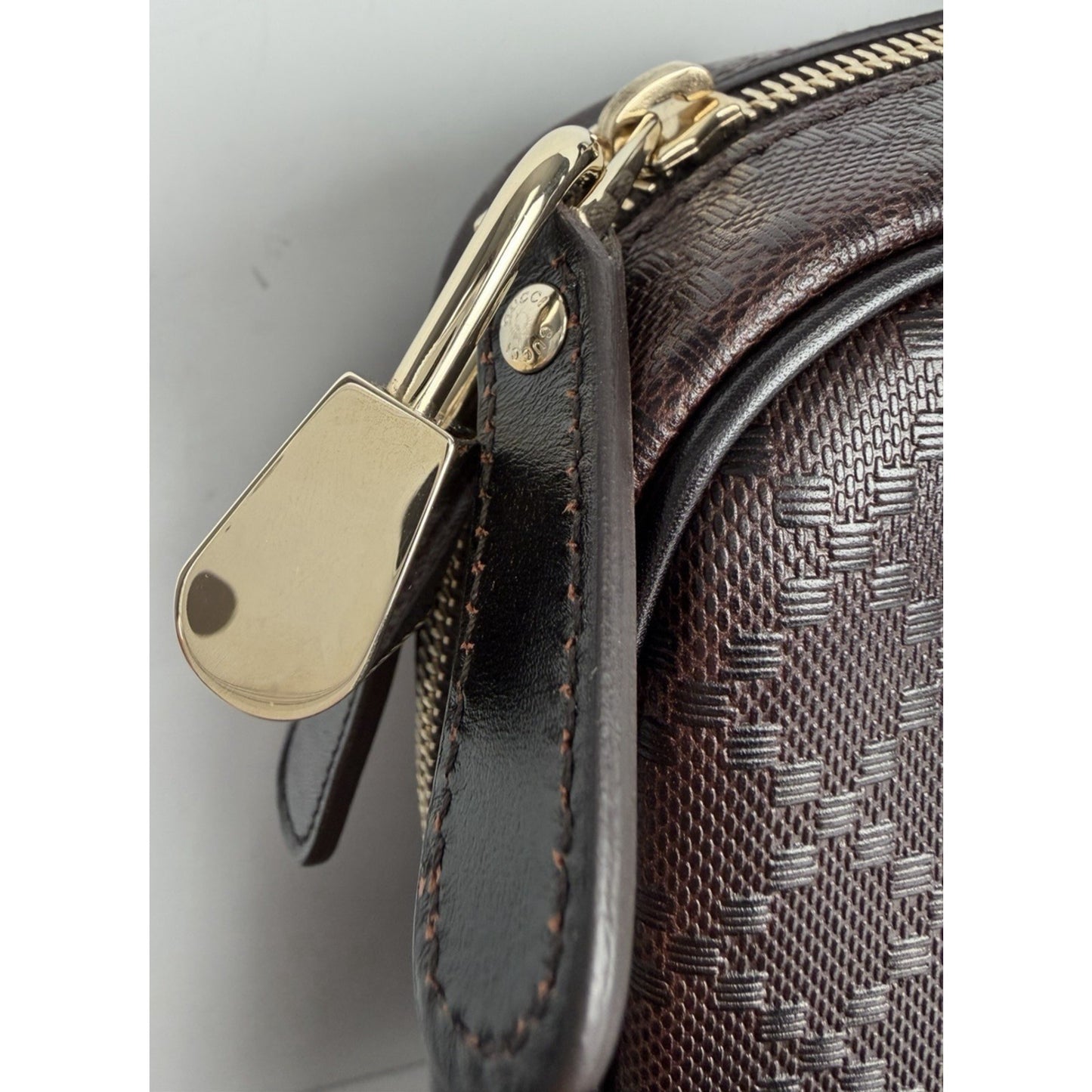 GUCCI Guccissima GG Unisex Brown Leather Briefcase Large S