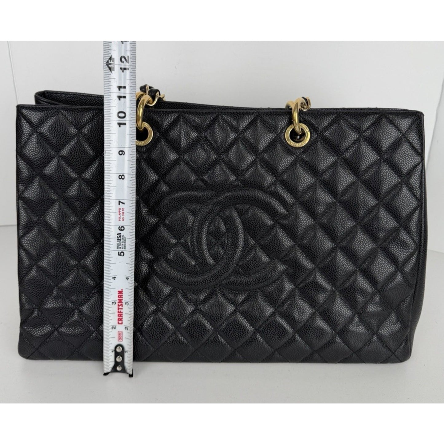 Chanel Grand Shopping Tote XL Bag in Black Quilted Caviar Leather 2013 D6