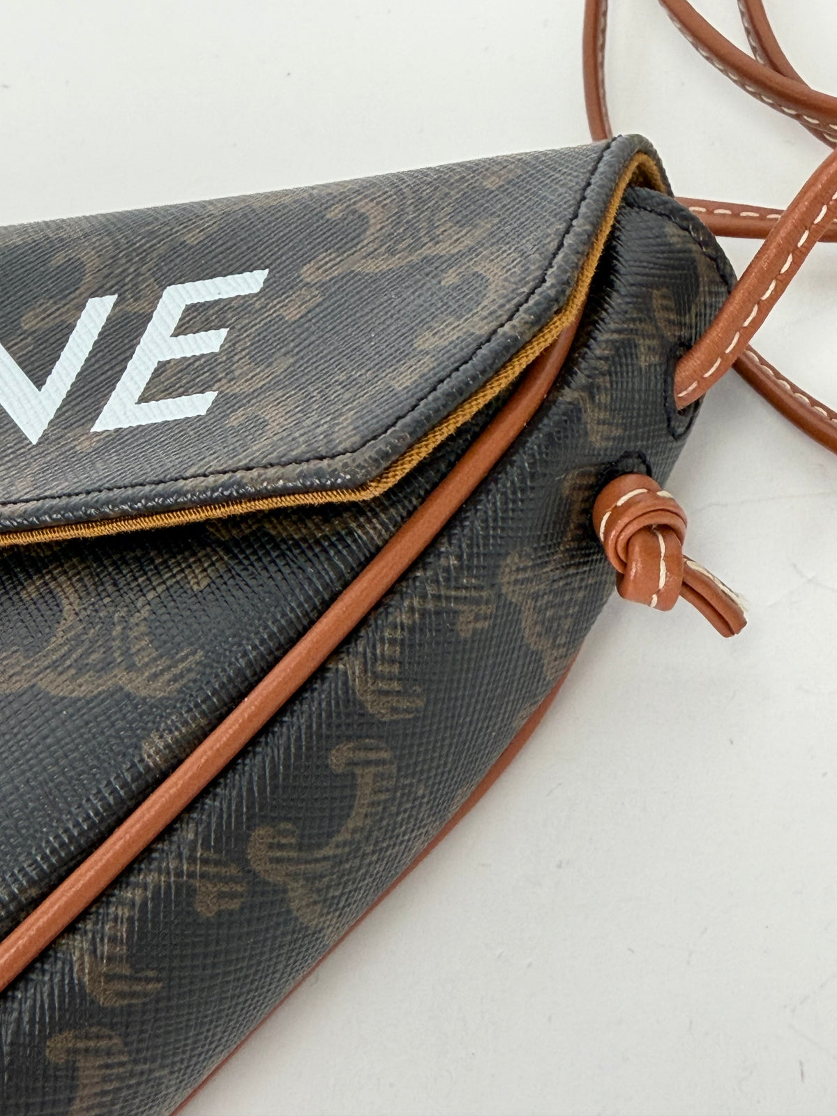Celine Triangle Crossbody Bag in Brown Triomphe Coated Canvas YE-6