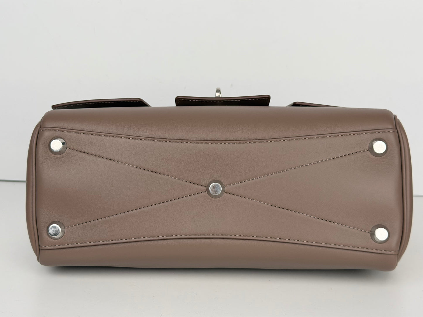 Balenciaga Smooth Calfskin Small Bel Air Carry All Bag in Dark Taupe B3