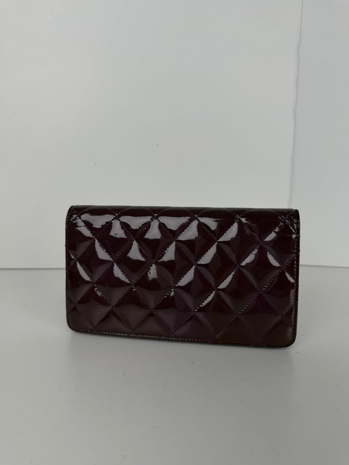 Chanel Quilted Patent Leather Wallet in Shiny Burgundy 2011 K-3