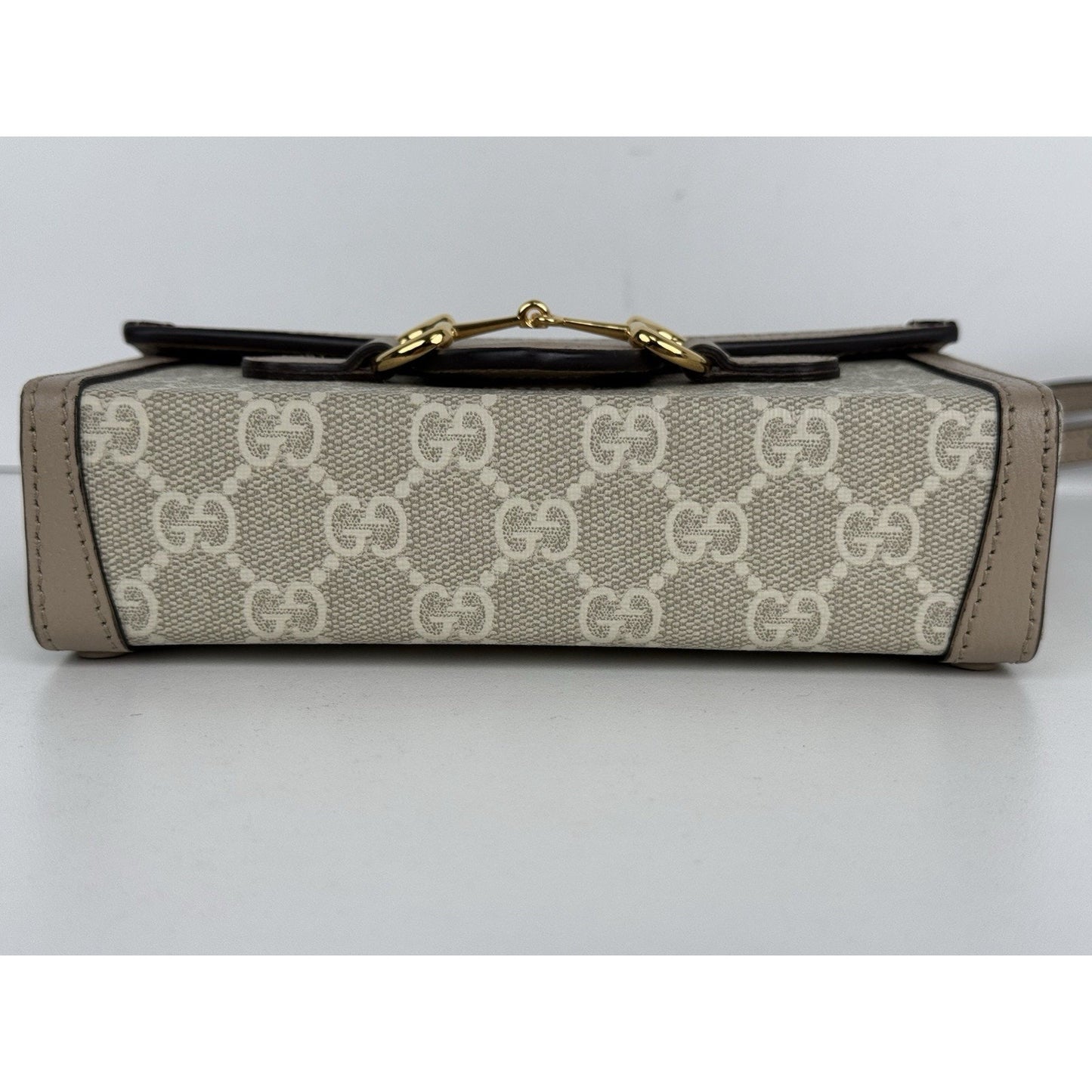Gucci GG Supreme Monogram Textured Dollar Calfskin Horsebit Shoulder Bag