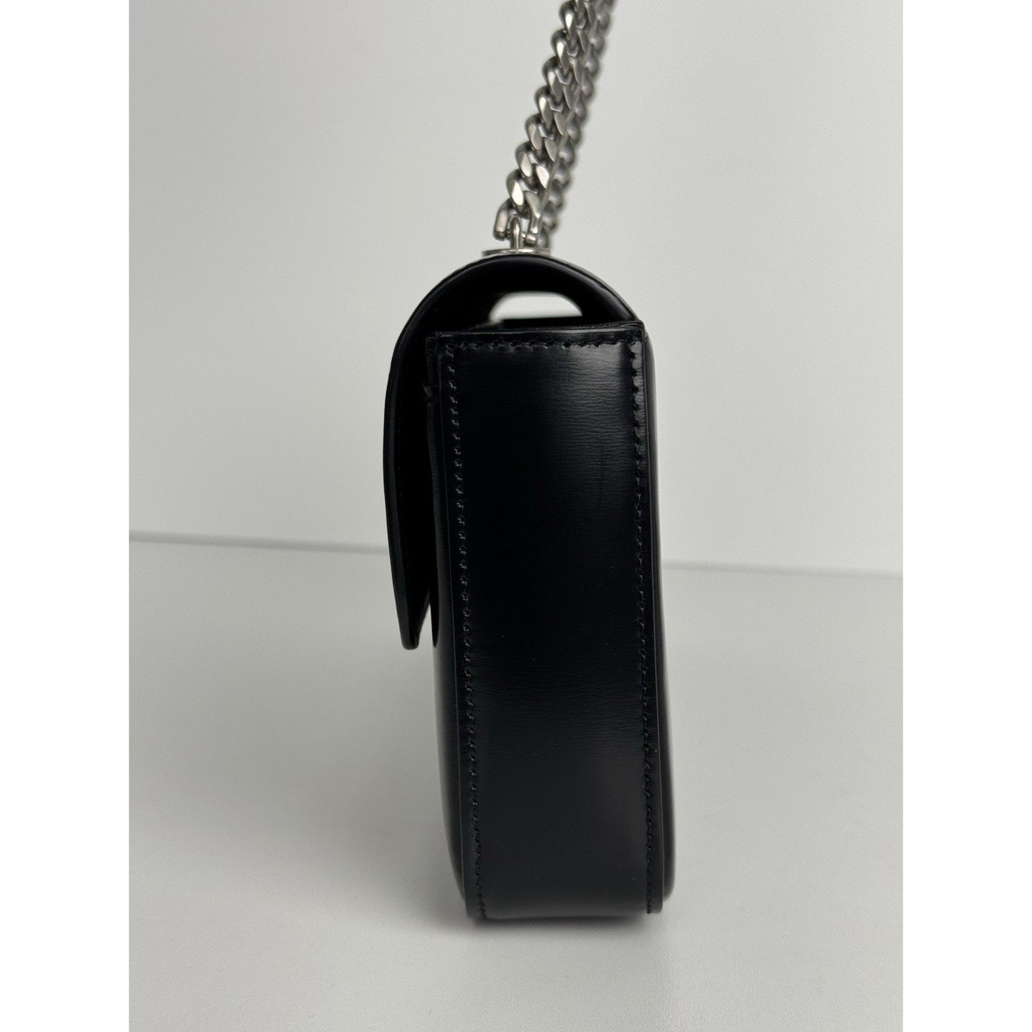 Celine Claude Chain Shoulder Bag Black Leather Triomphe Closure C-8