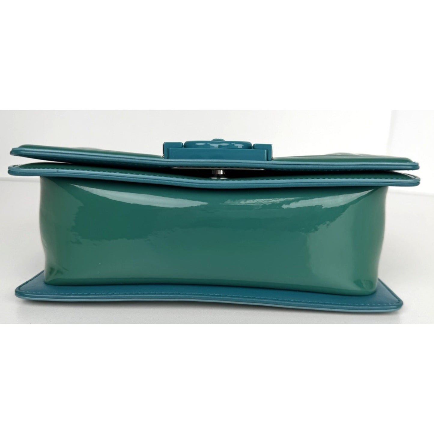Chanel Boy Small Bag Crafted From Glossy Quilted Green Calfskin Leather 2015 E-3