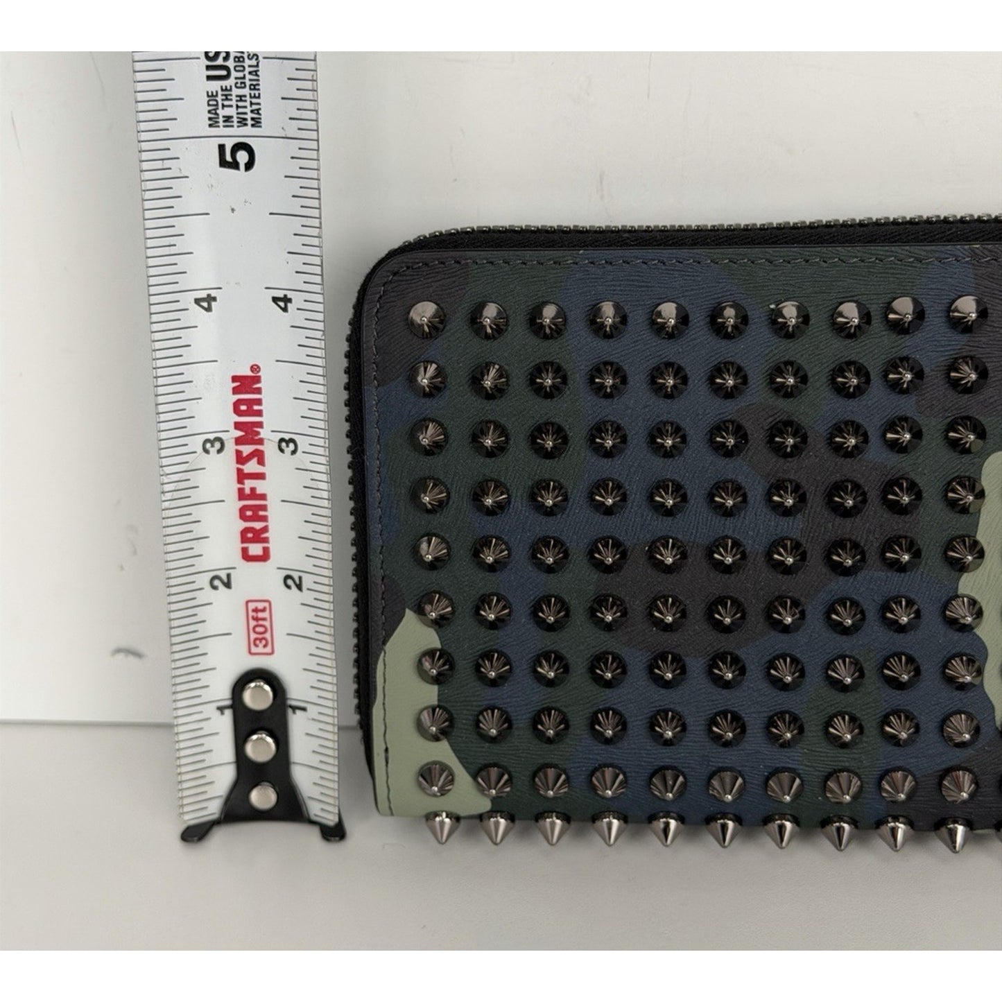 Christian Louboutin Panettone Wallet Navy Blue Camouflage Leather&Spiked Studs S