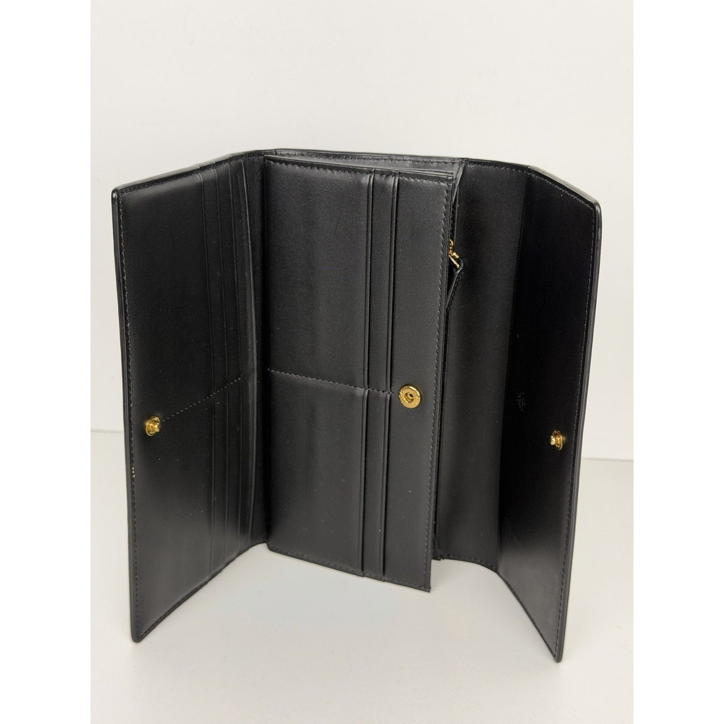 MCM Leather Trifold Continental Wallet in Black