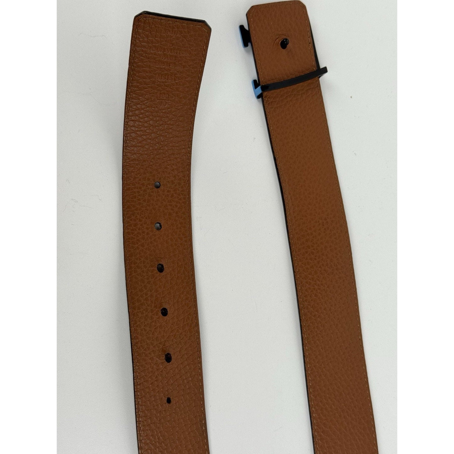 Louis Vuitton Black & Brown Belt Blue Buckle 100/40