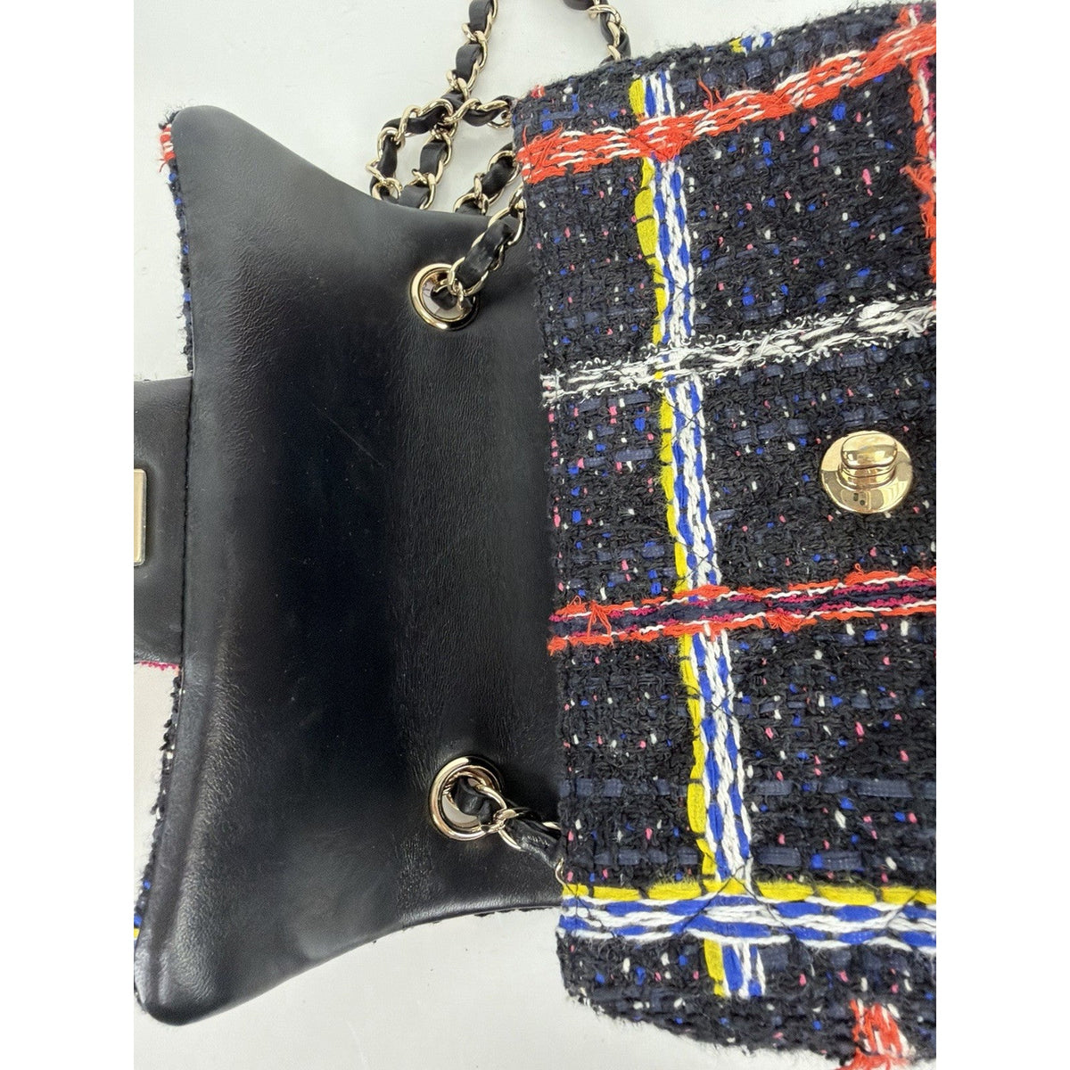 Chanel Classic Single Flap Bag Mini in Multicolor Plaid Tweed Fabric 2020 C2
