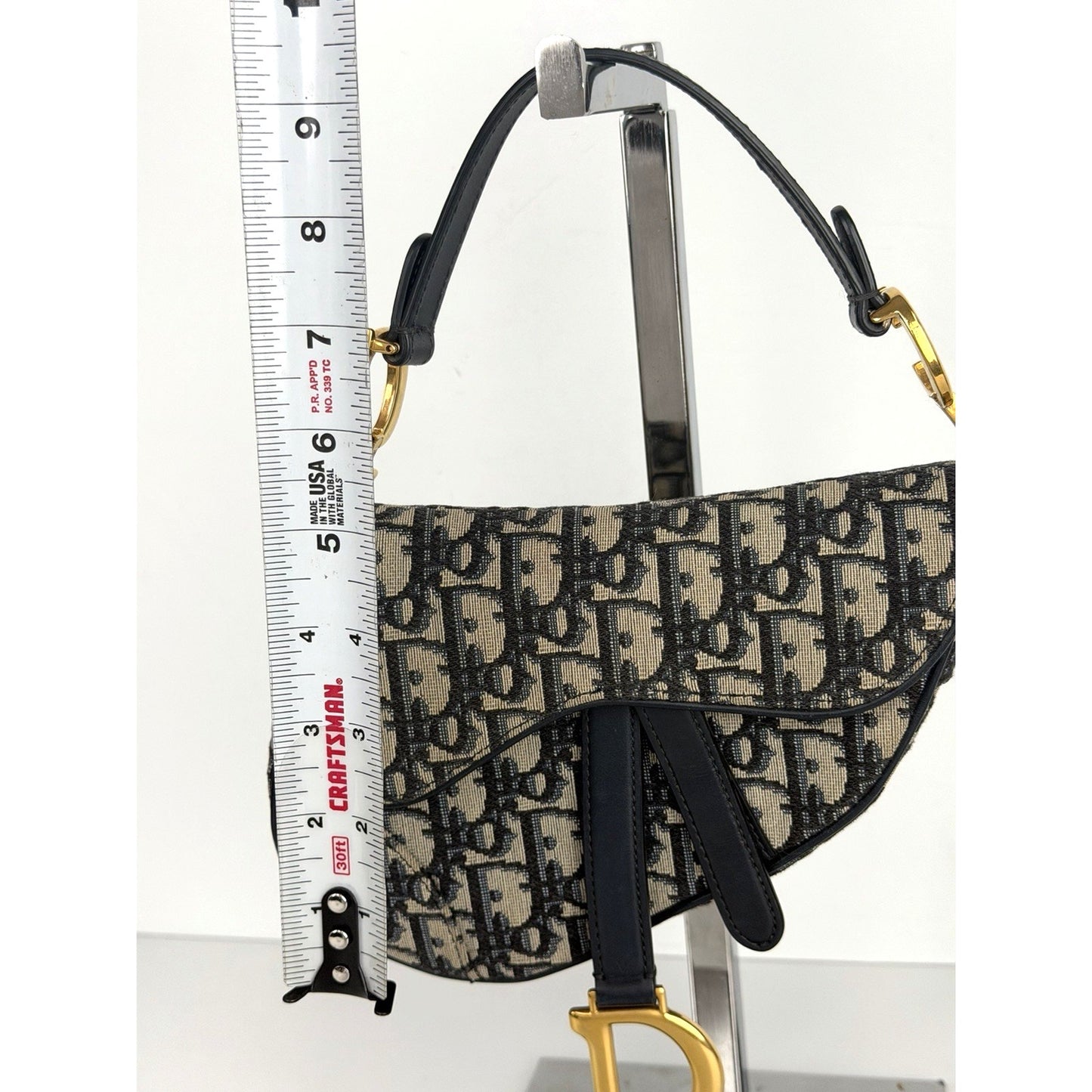 Dior Saddle Bag Mini in Blue Oblique Jacquard Canvas Gold-Tone Hardware 2019 E-8