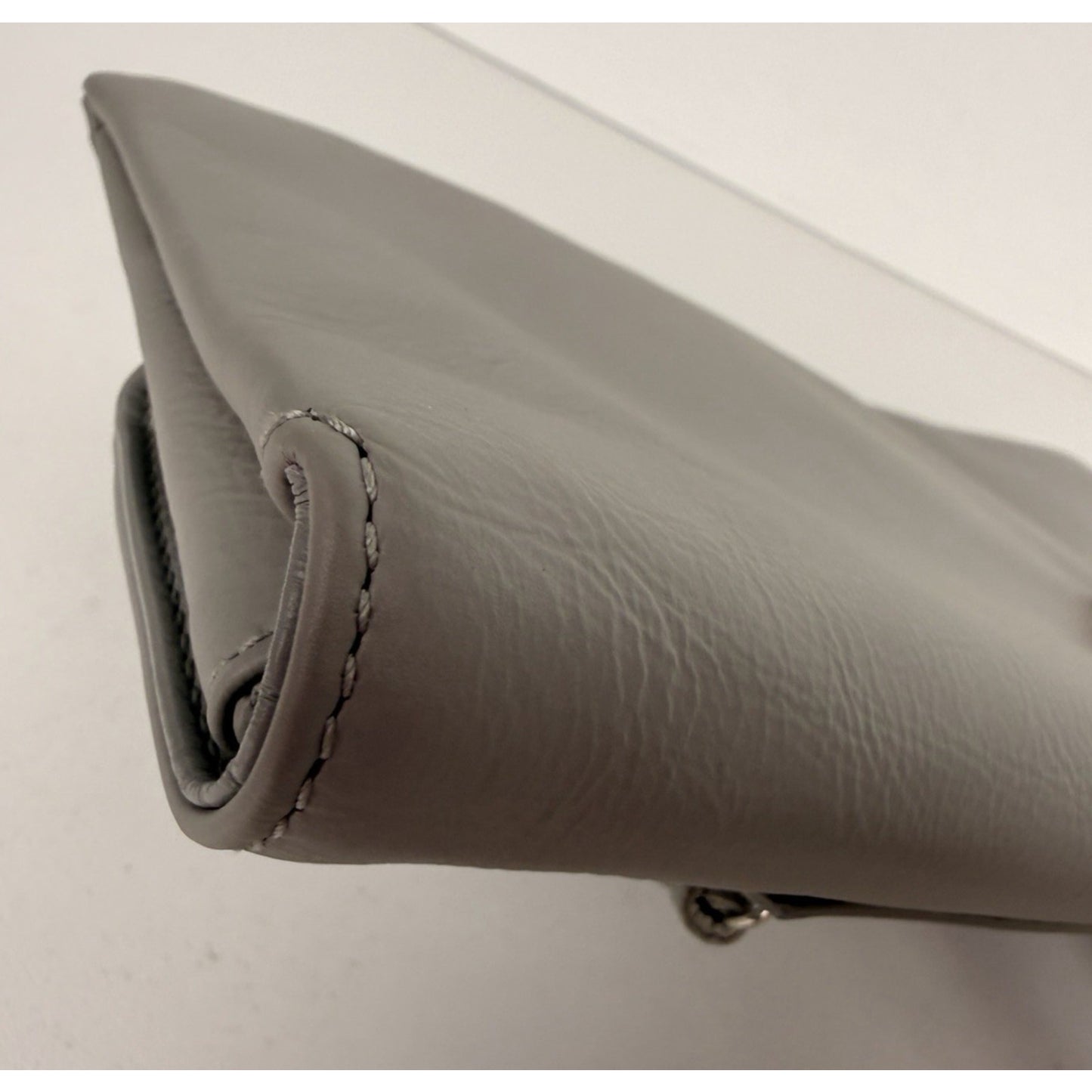 Balenciaga Chevre Motocross Classic Envelope Clutch Bag Light Gray Leather S19