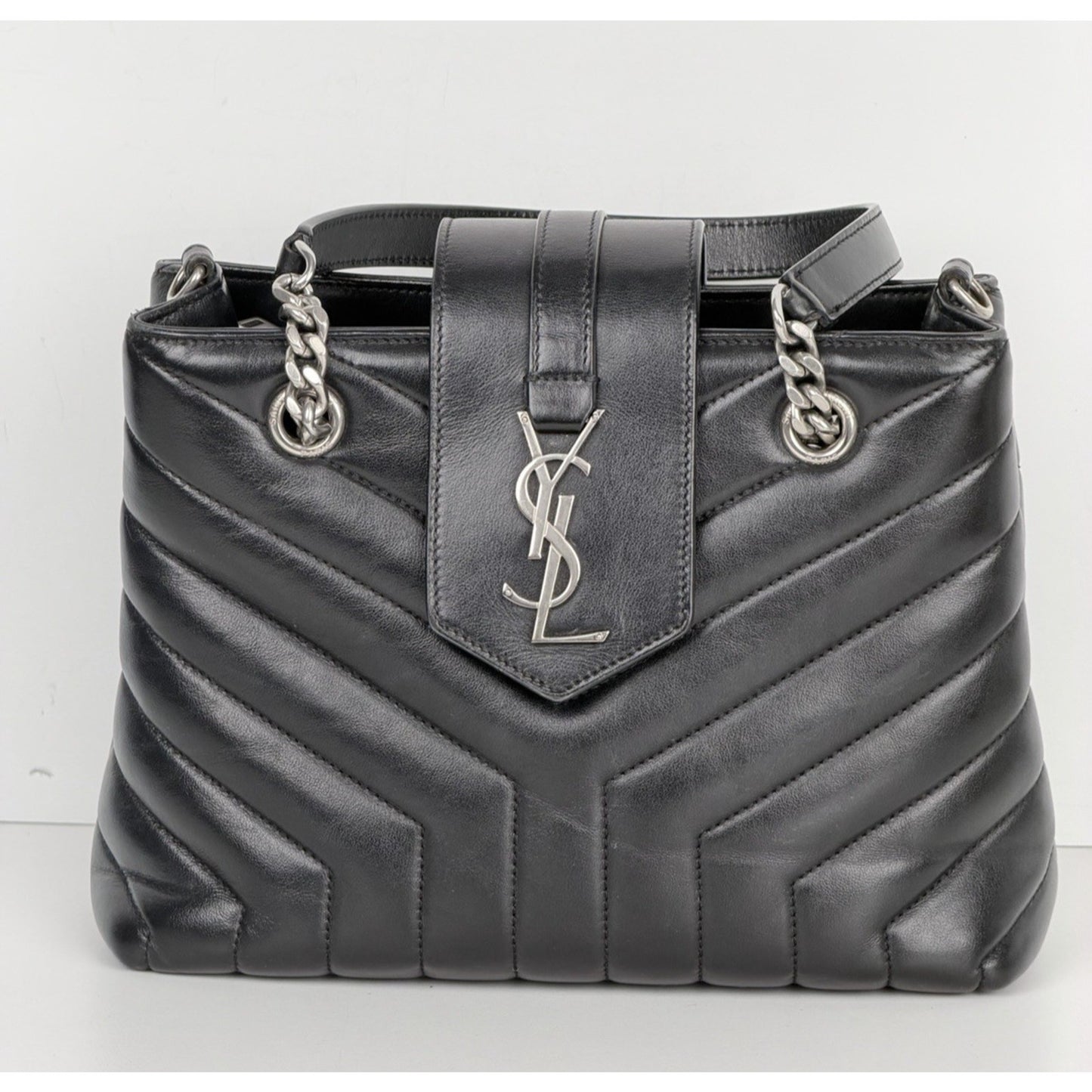 Saint Laurent Y Quilted Monogram Small Loulou Shopper Tote Bag Black Leather C8