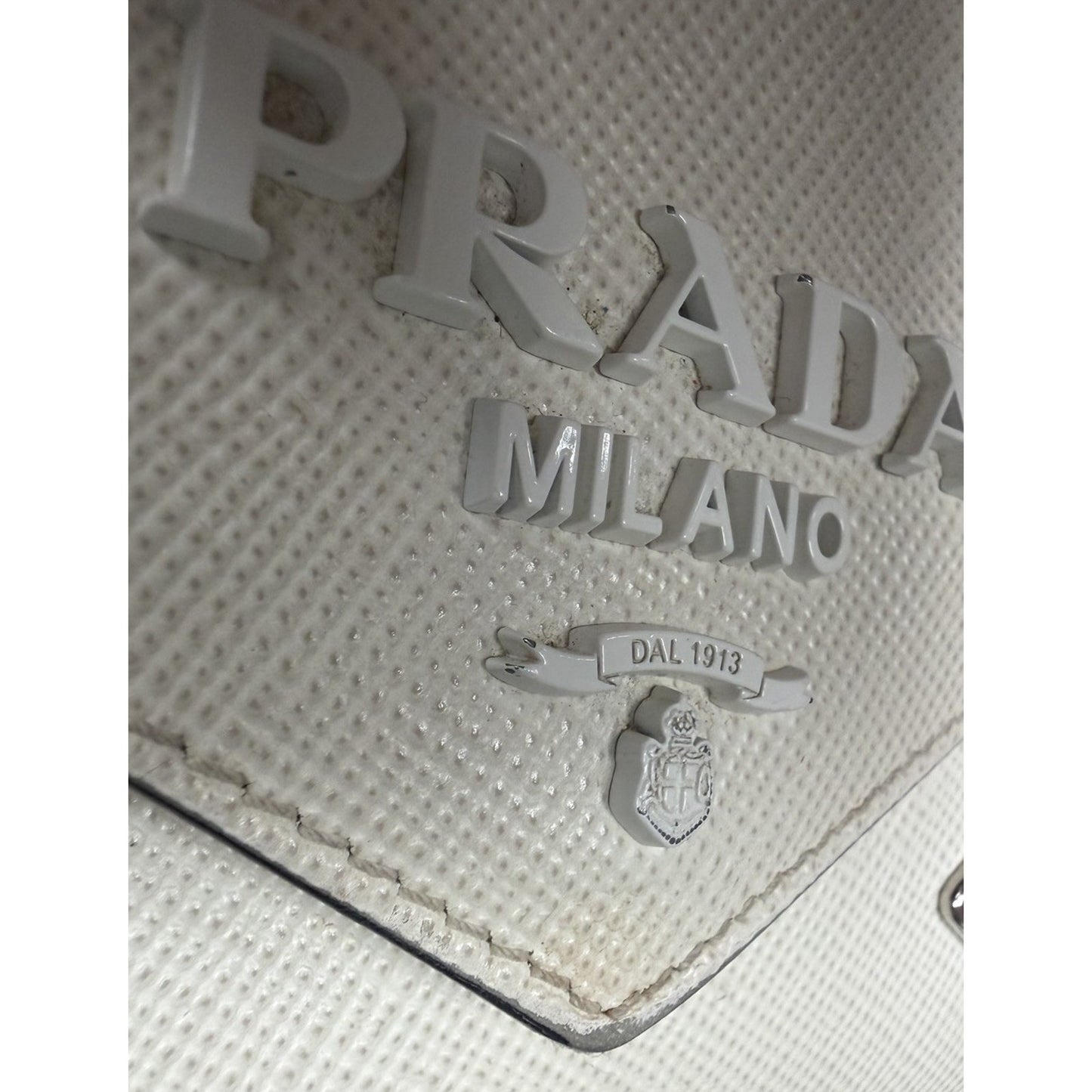 Prada Monochrome Patch Envelope Shoulder Bag Small in White Saffiano Leather S18