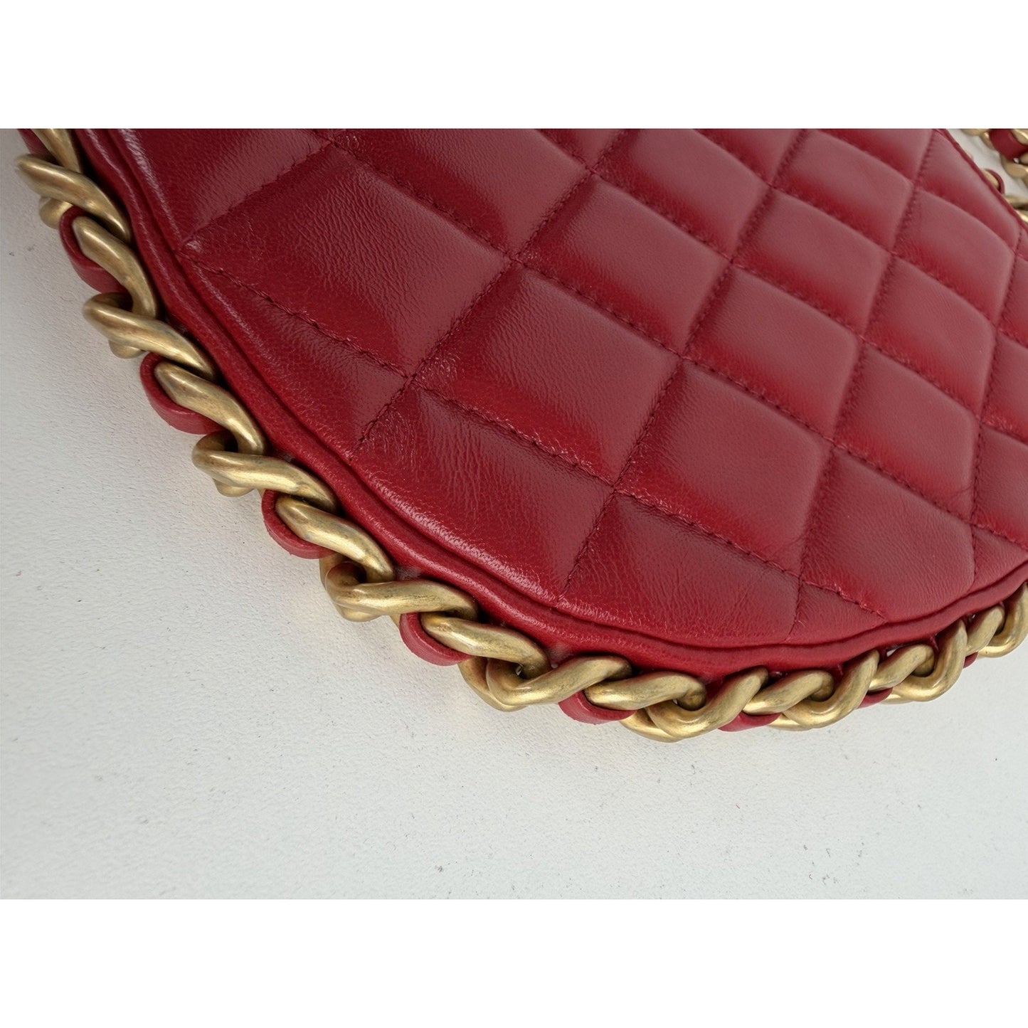 Chanel Hobo Bag Chain Around Large in Red Quilted Lambskin Leather NFC B2