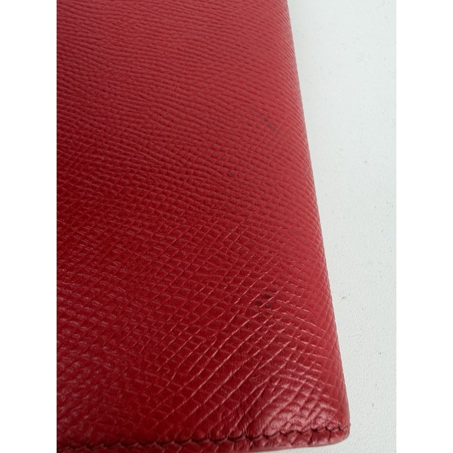 Celine Strap Wallet Medium Red Grained Calfskin Leather & Snap-Button K1