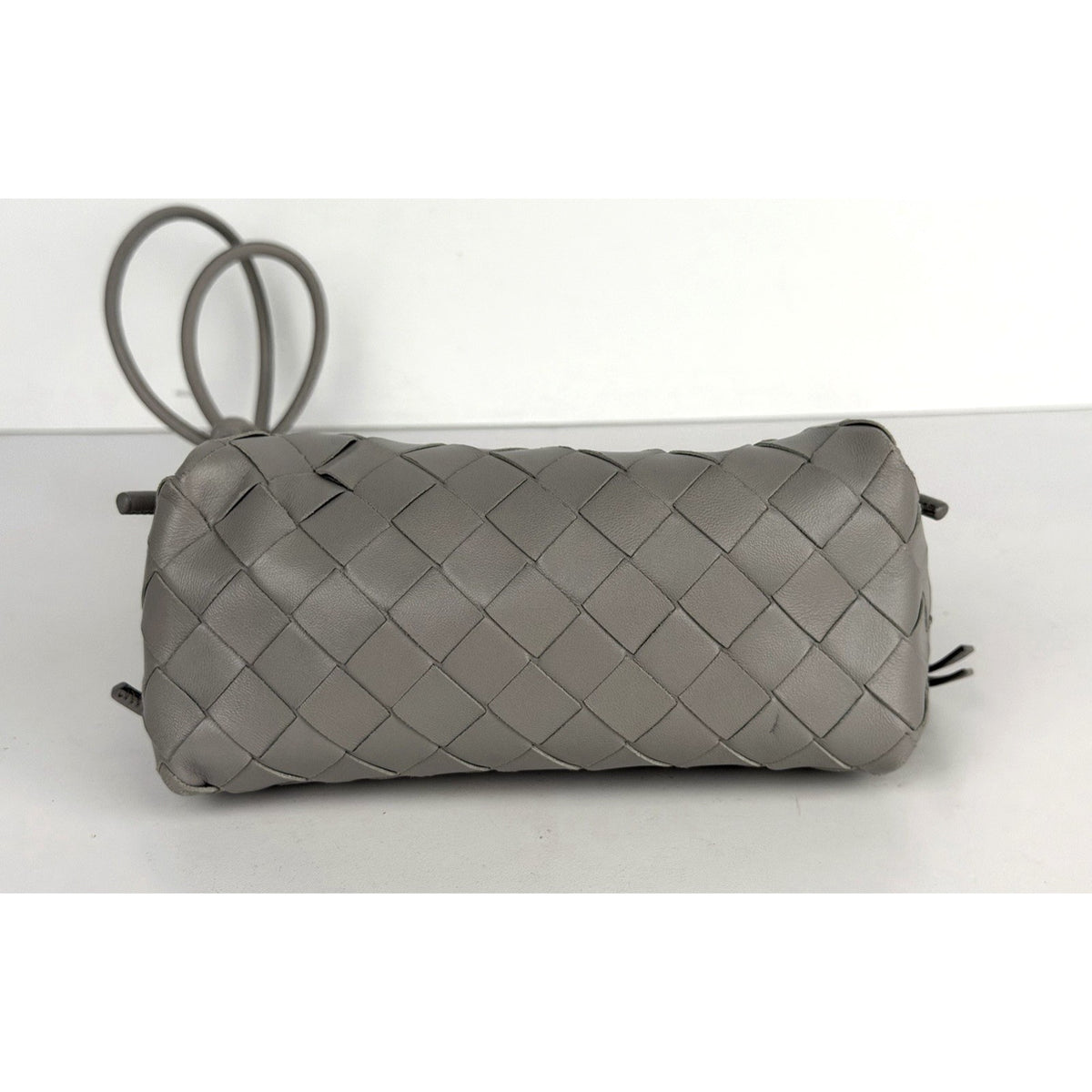 Bottega Veneta Concert Pouch Crossbody Bag Mini in Gray Intrecciato Leather E-1