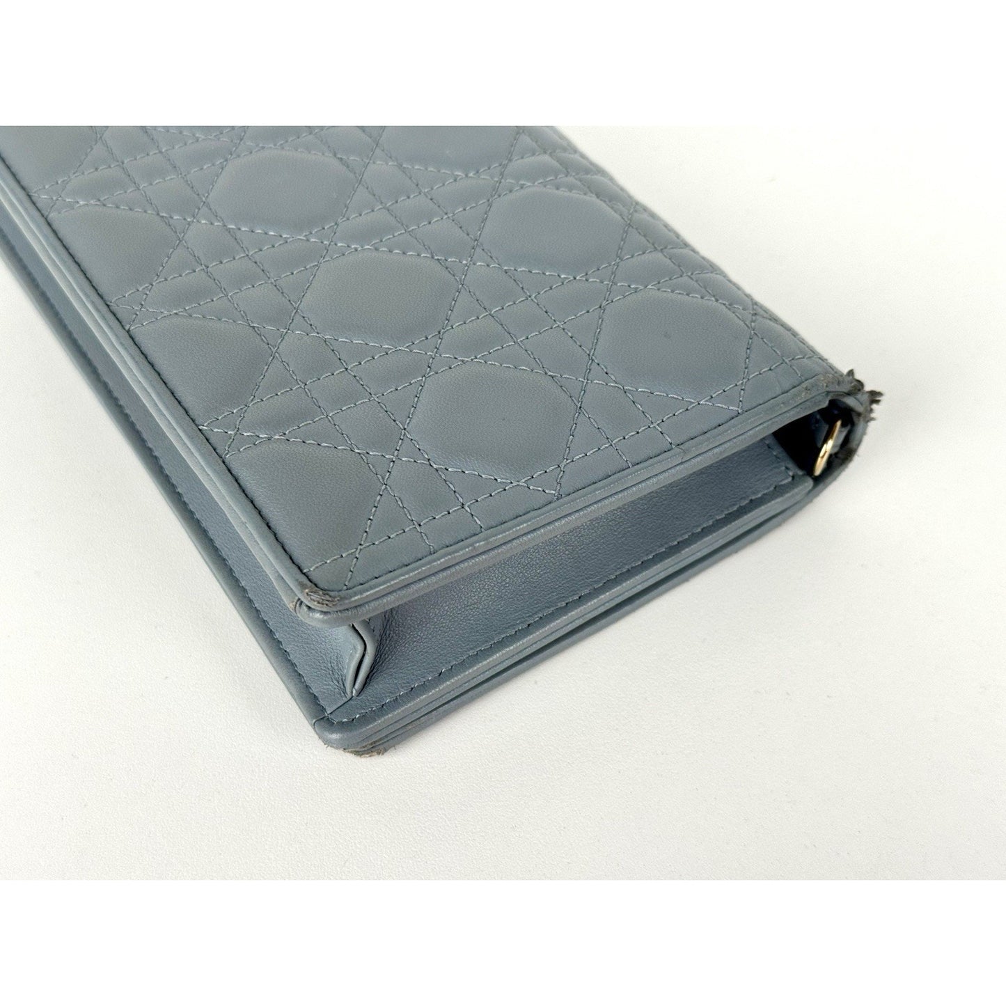 Christian Dior Lady Dior Chain Wallet Lambskin Cloud Blue B-9