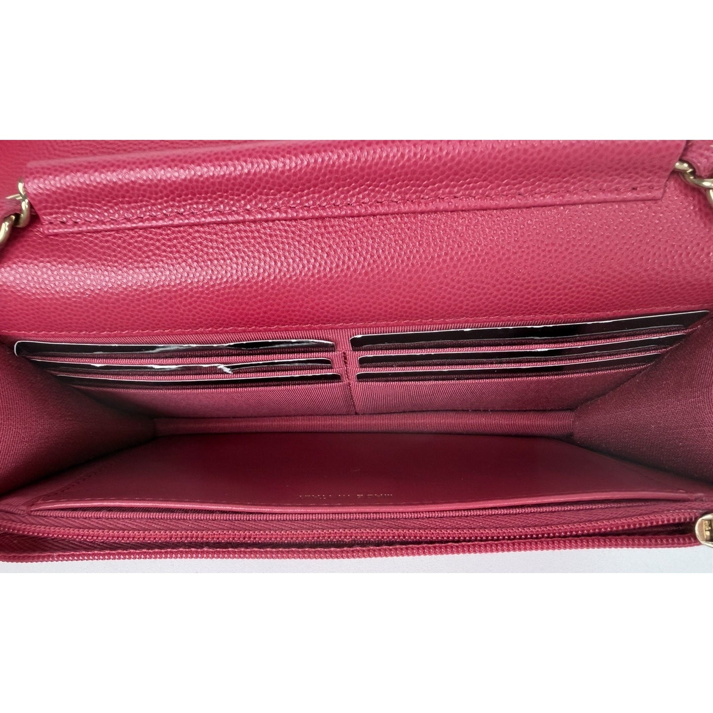 Chanel Classic Flap Wallet on Chain in Dark Pink Quilted Caviar Leather NFC U3