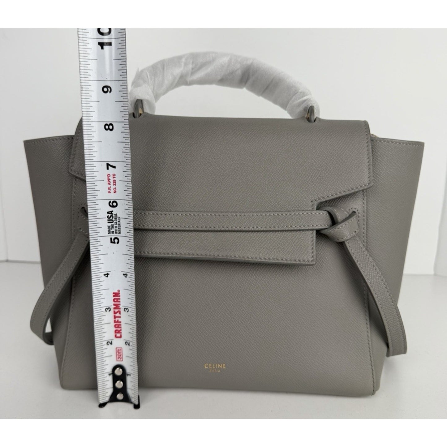 Celine Belt Micro Bag in Grey Grained Calfskin Leather by Phoebe Philo S-07