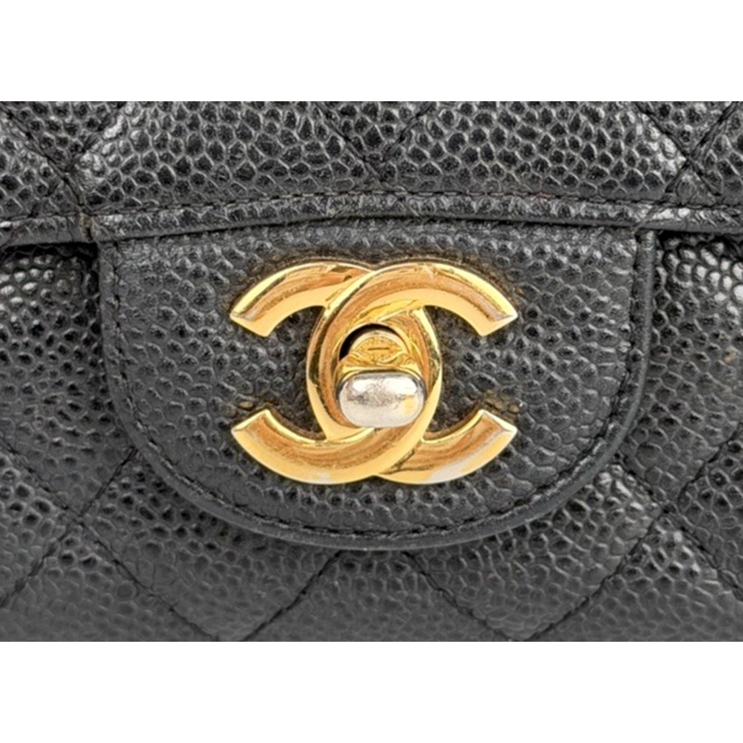 Chanel Classic Double Flap Medium Bag in Black Quilted Caviar Leather E-5