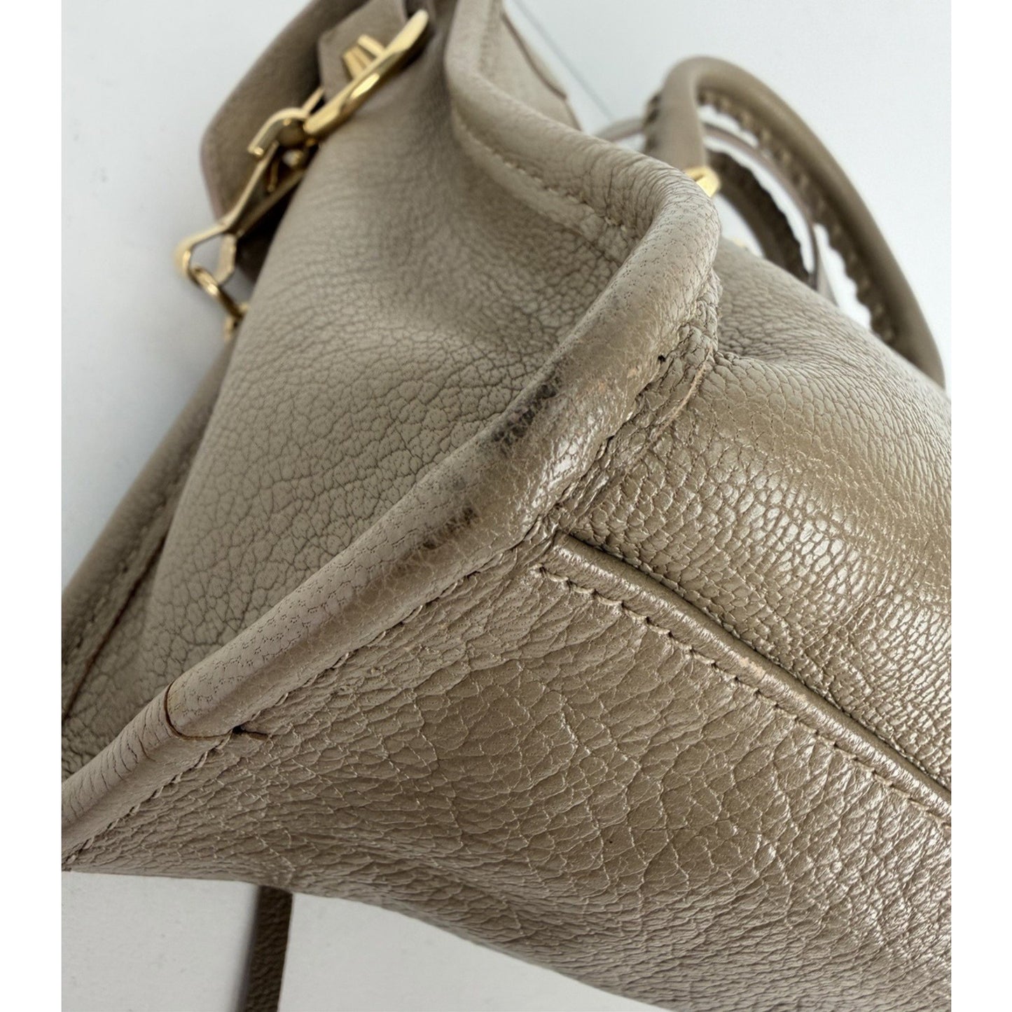 Balenciaga Metallic Edge City Bag Small in Beige Leather with Gold Hardware B-1