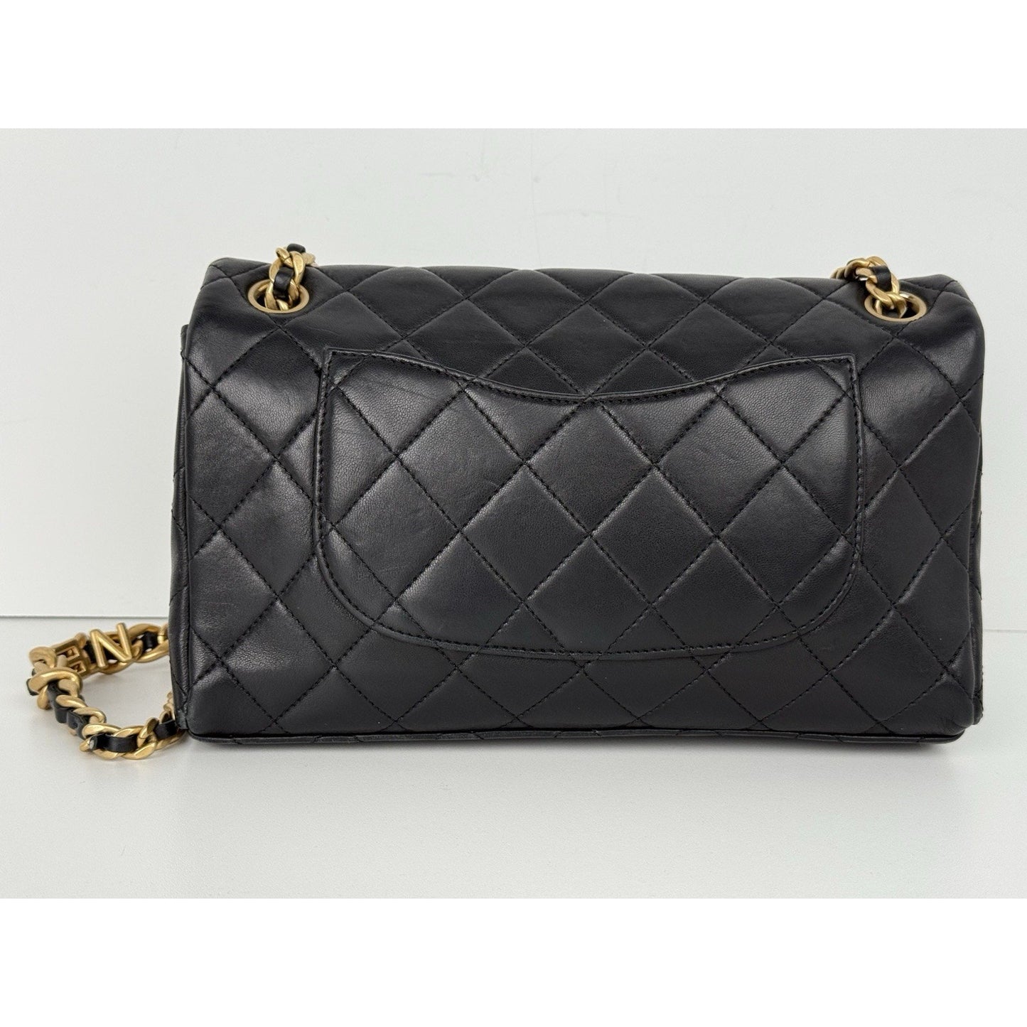Chanel Timeless Classic Flap Medium Quilted Leather Shoulder Bag Black with Gold