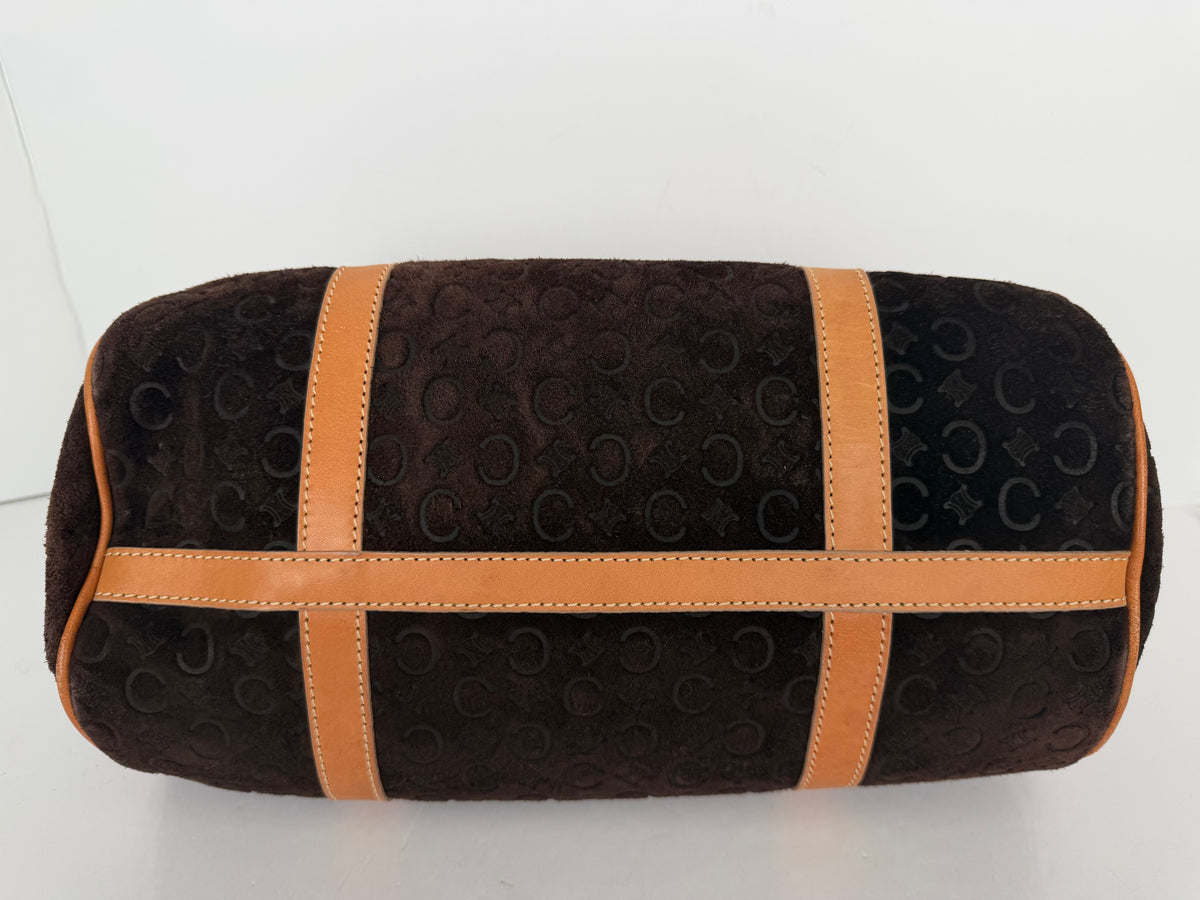 Celine C Macadam Barrel Bag in Brown Suede YS26