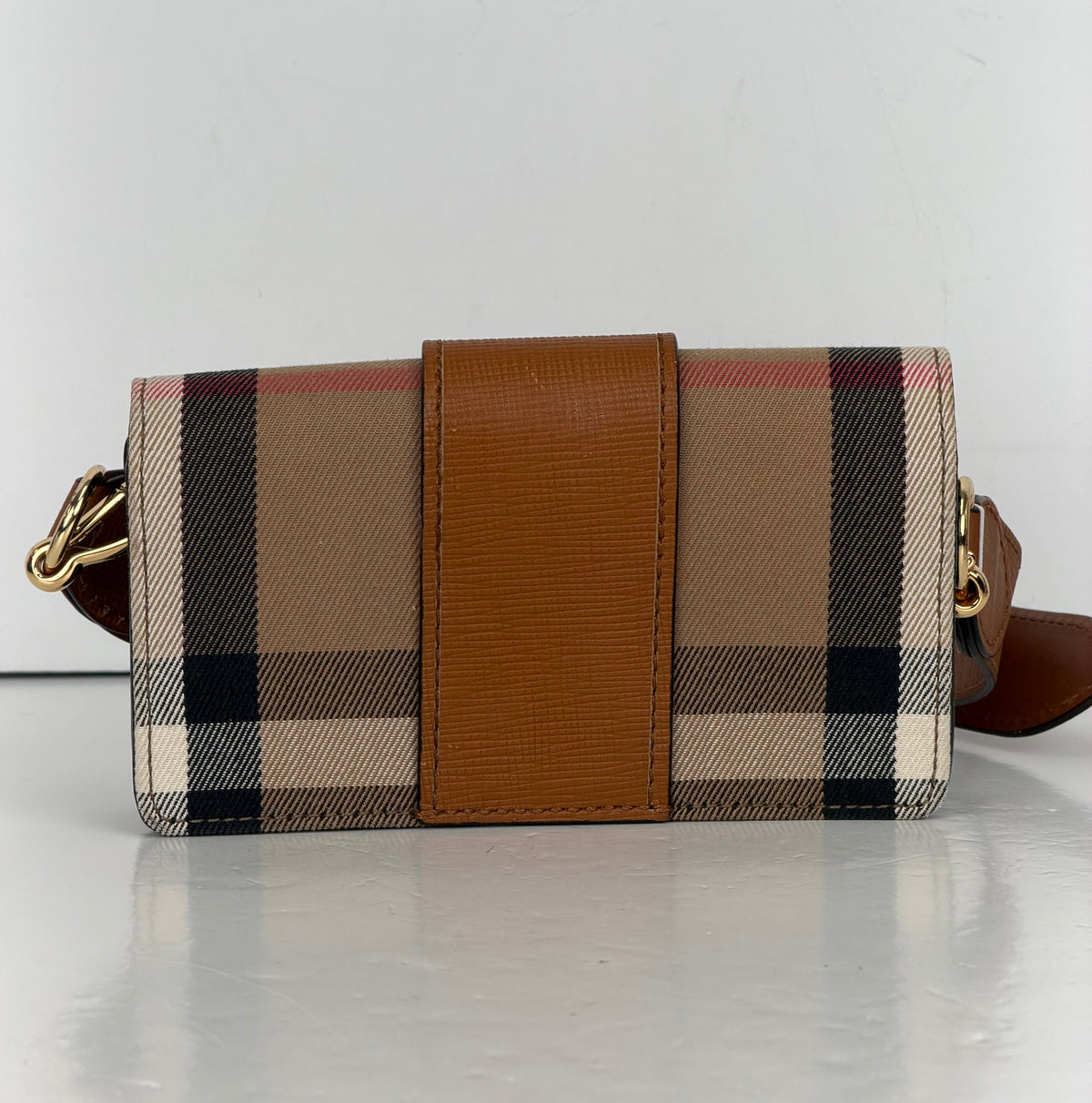 Burberry Madison Buckle Small Bag in House Check Canvas & Bridle Calfskin Leather YS12