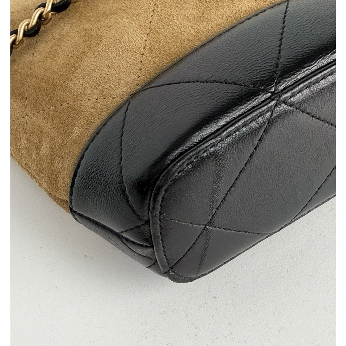 Chanel Coco Base Quilted Mini Hobo Clutch Bag with Chain in Brown Suede NFC E-3