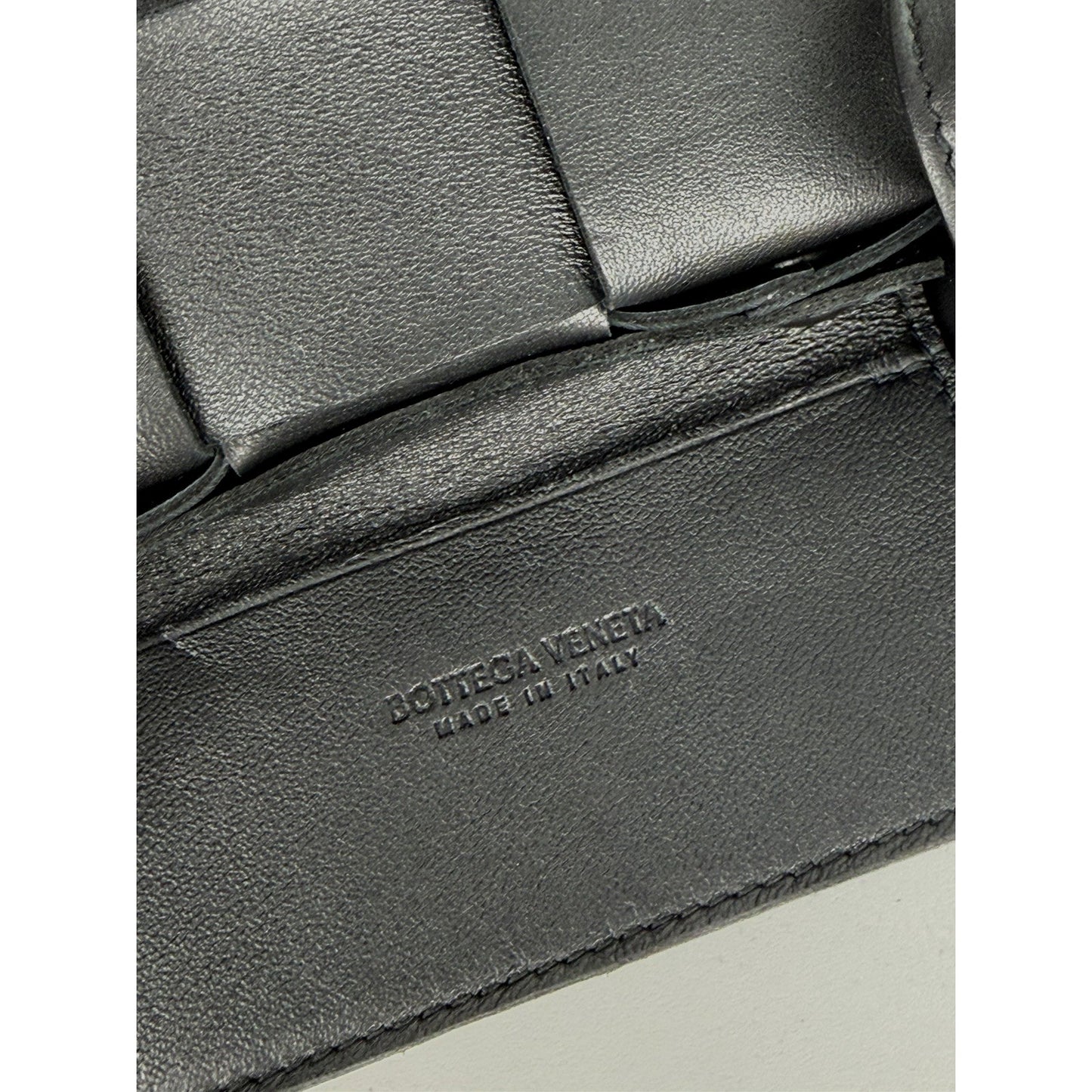 Bottega Veneta Cassette Intrecciato Crossbody Extra Mini Bag Black Lambskin K1