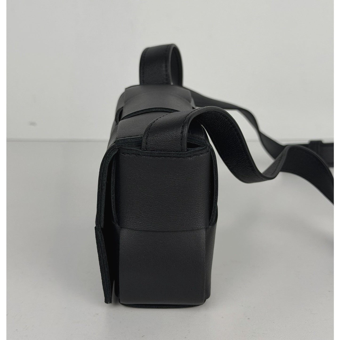 Bottega Veneta Cassette Intrecciato Crossbody Extra Mini Bag Black Lambskin K1