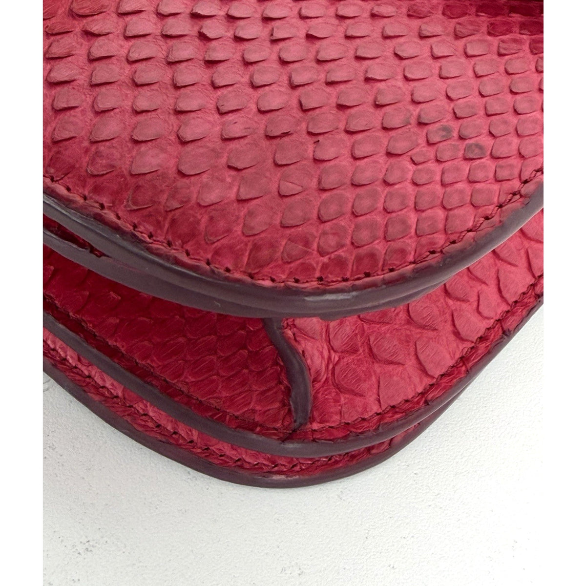 Celine Medium Classic Box Flap Shoulder Bag Red Python Leather Gold Hardware C-1