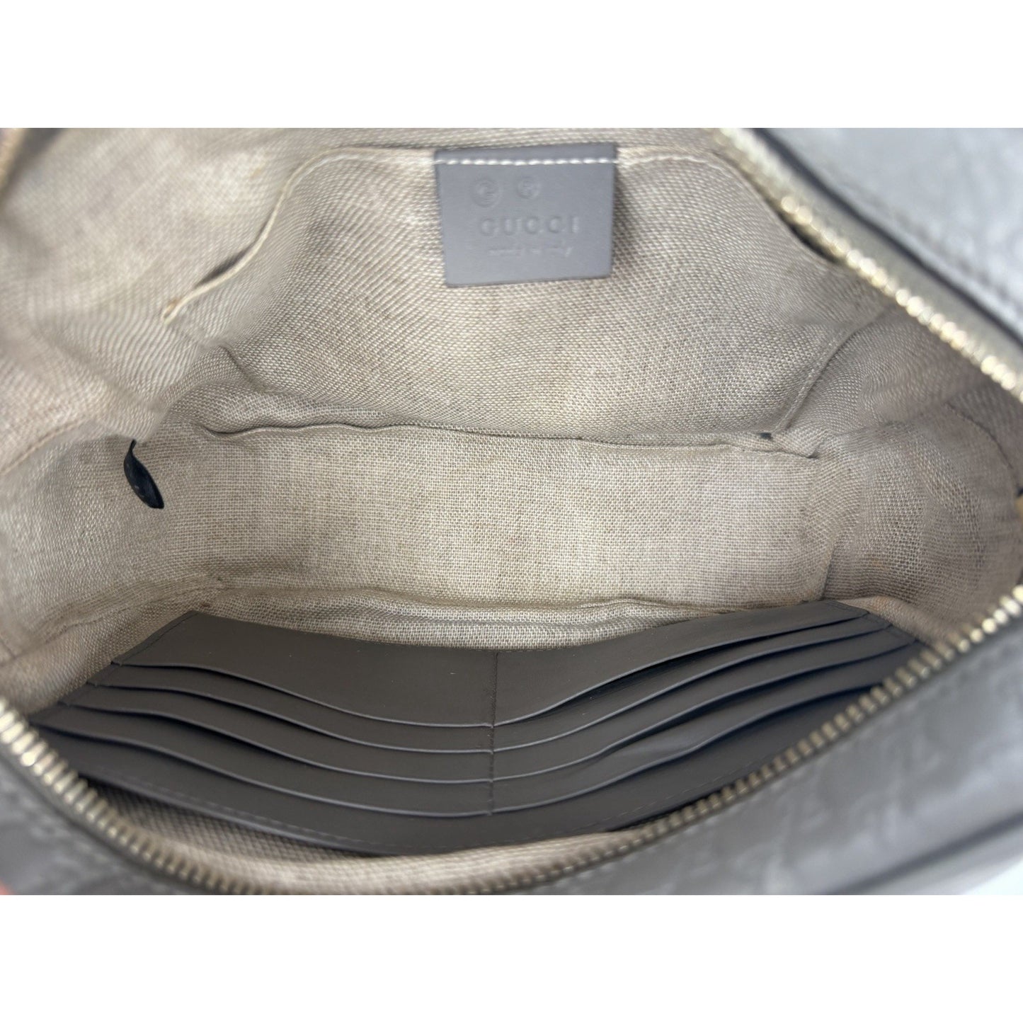 Gucci Bree Crossbody Bag Gray Microguccissima Leather S08