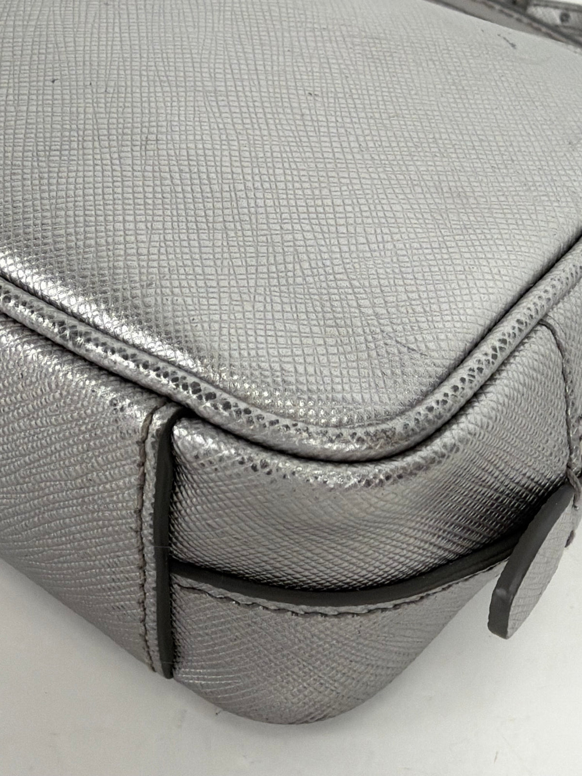 Prada Saffiano Lux Mini Camera Crossbody Bag in Metallic Saffiano Leather YS21